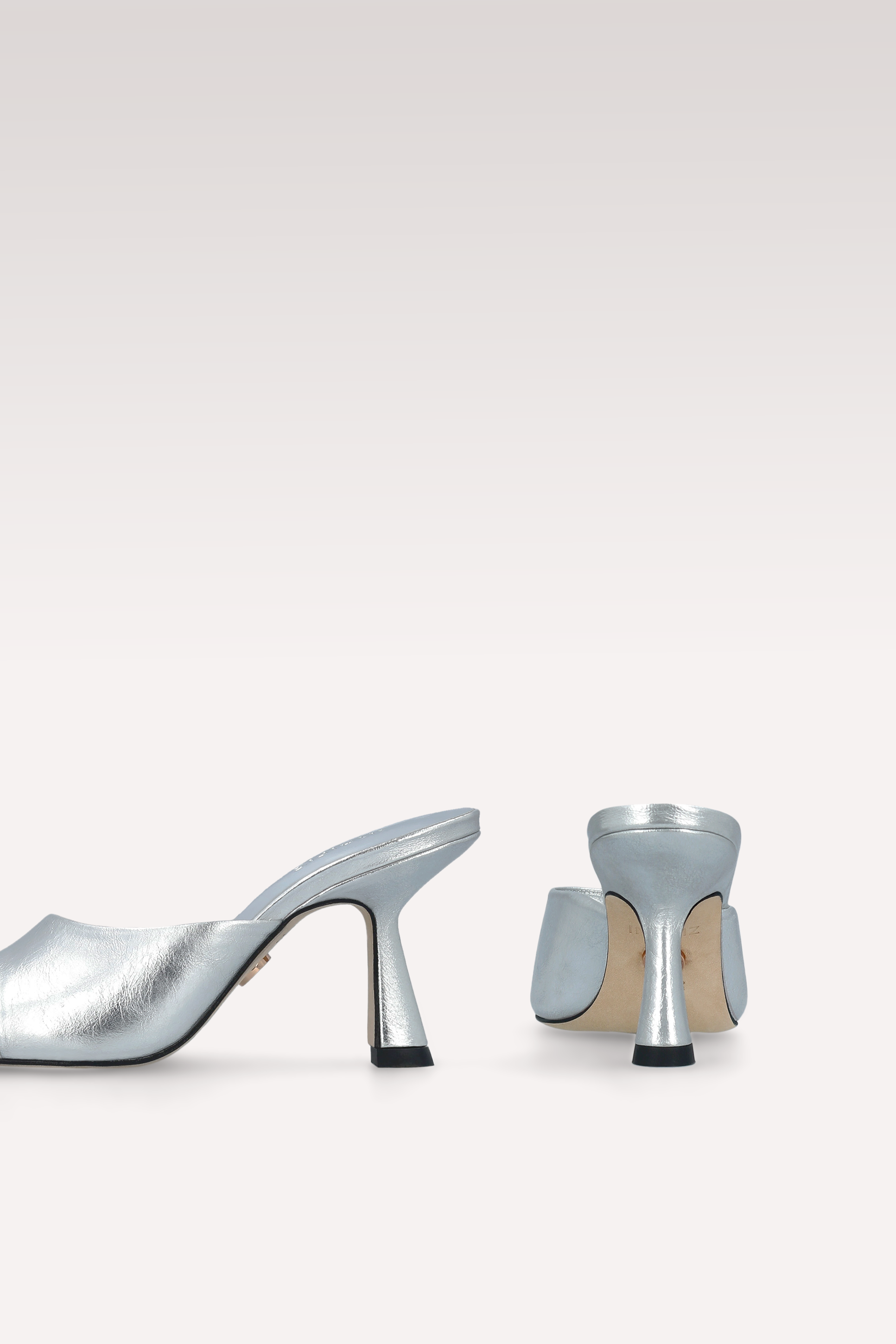 RENY SILVER METALLIC LEATHER MULES