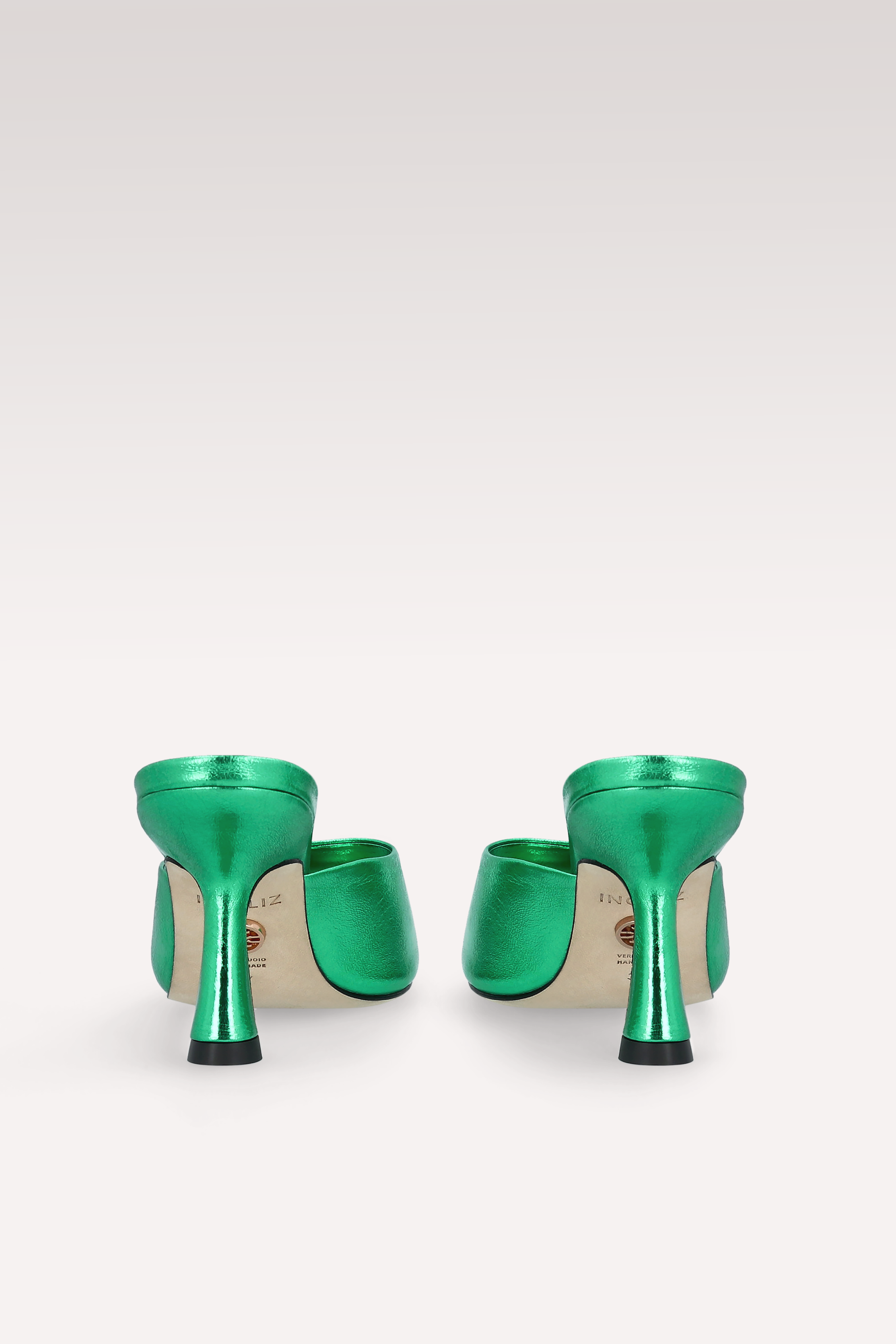 RENY CLOVER GREEN METALLIC LEATHER MULES