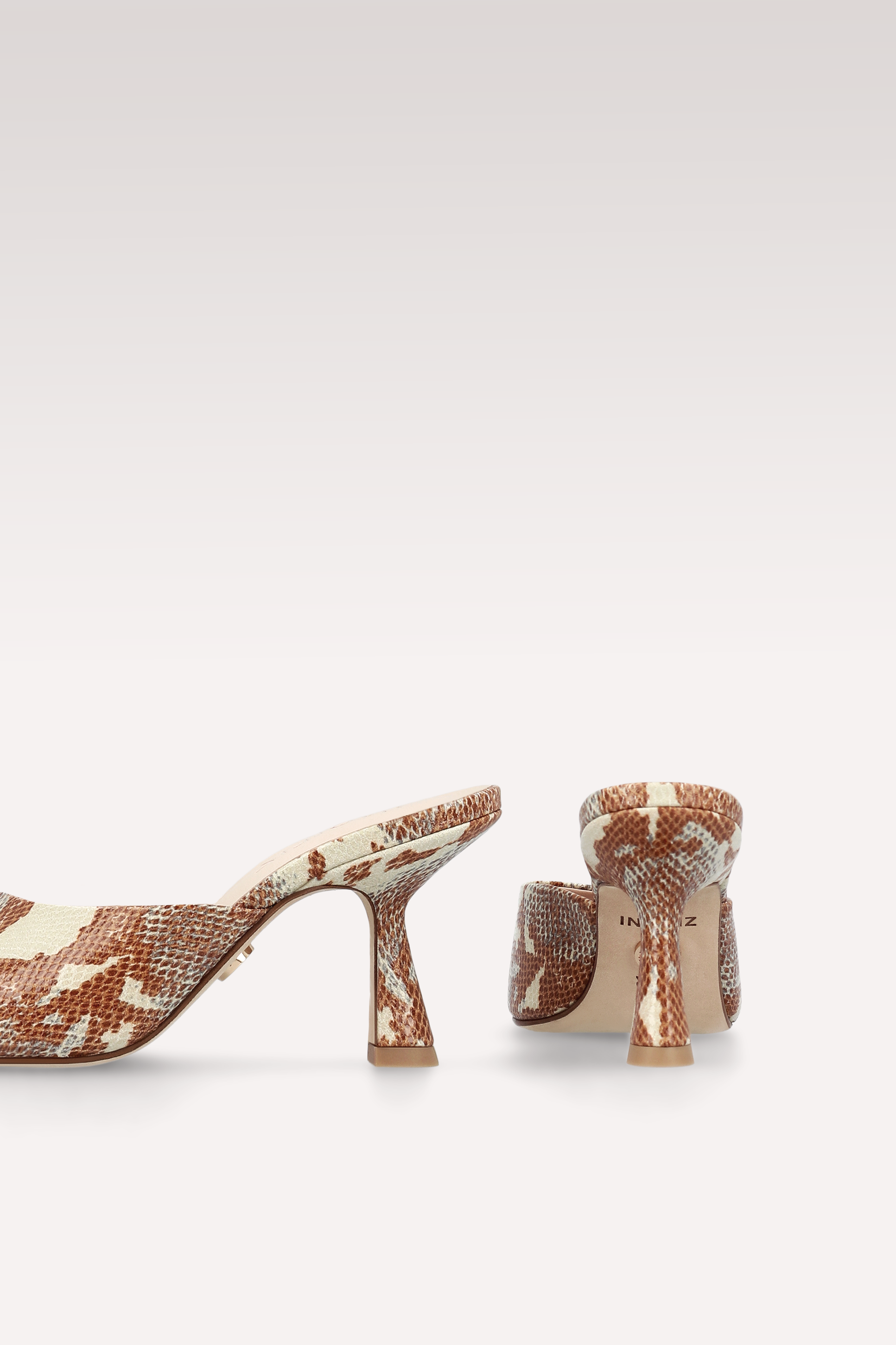 RENY TERRACOTTA PYTHON PRINTED LEATHER MULES