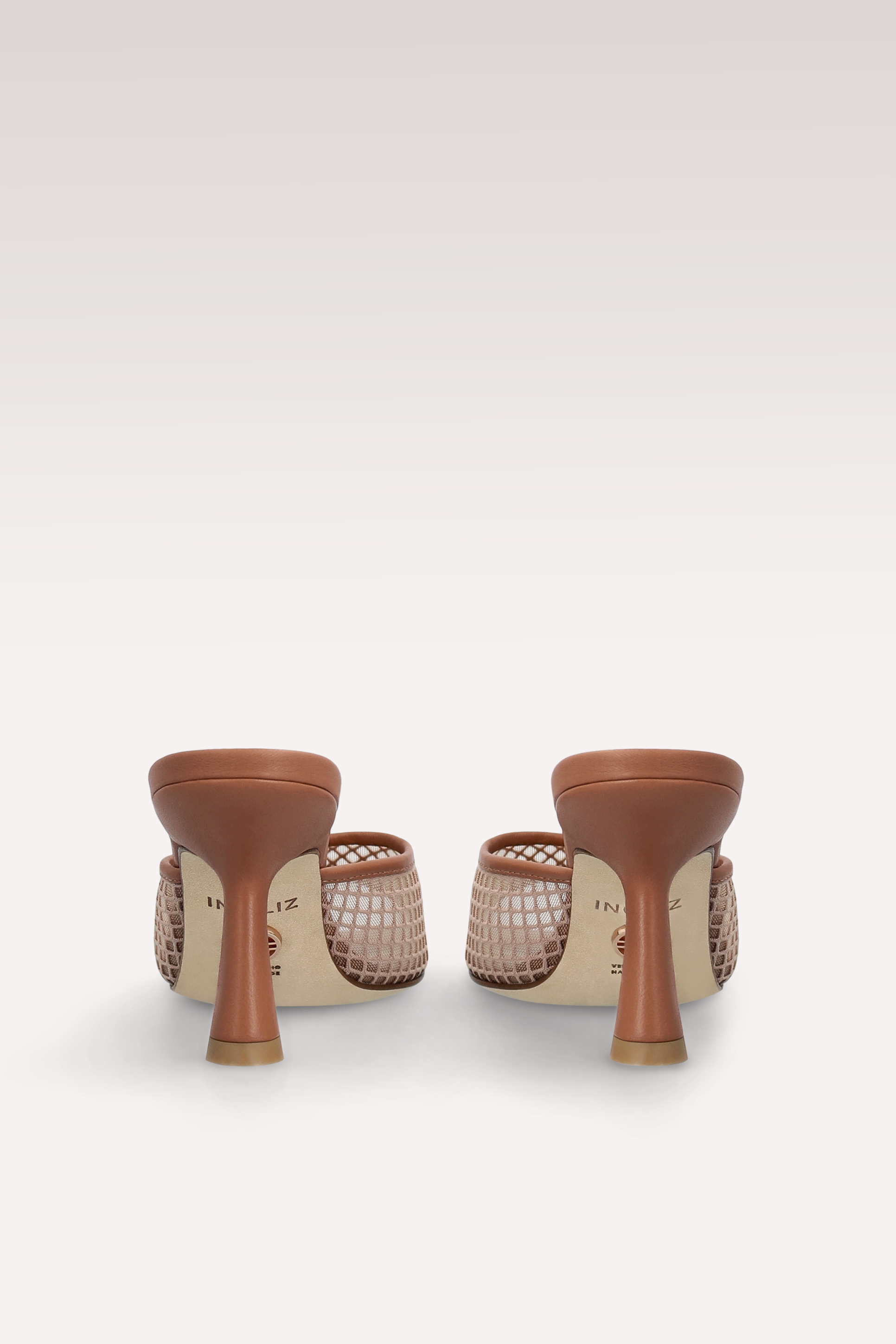 REY BROWN LEATHER AND MESH MULES