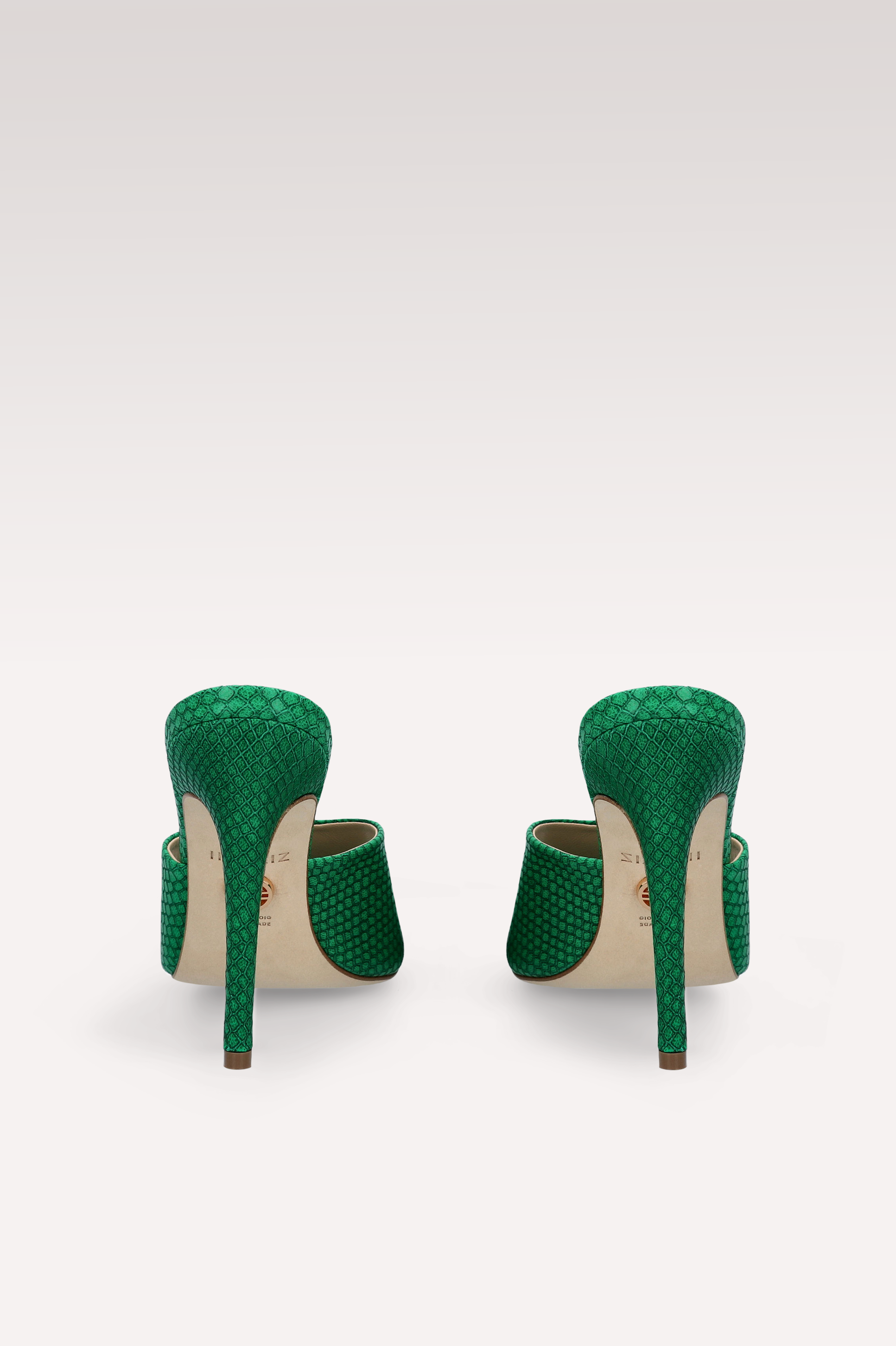 KALINA 05 MULES IN PELLE GOFFRATA VERDE LIZZARD