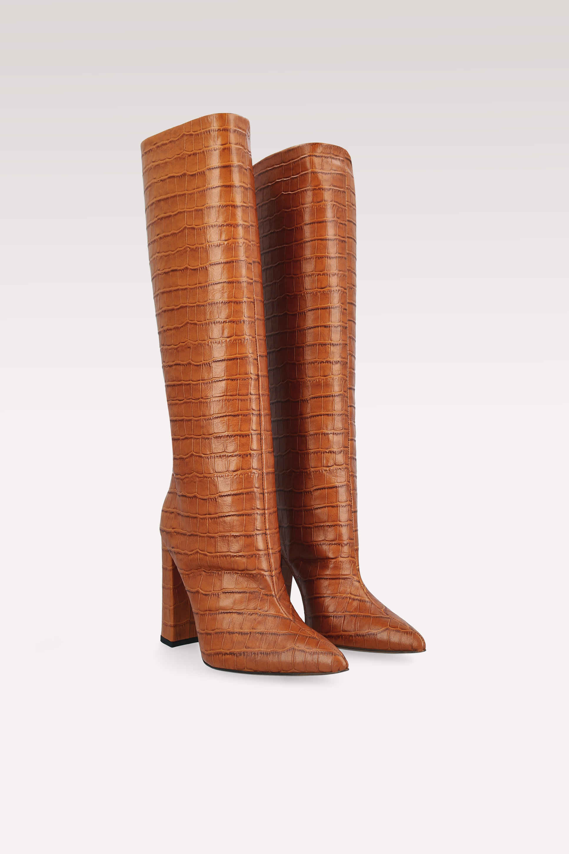 LILYANA HAZELNUT EMBOSSED LEATHER BOOTS