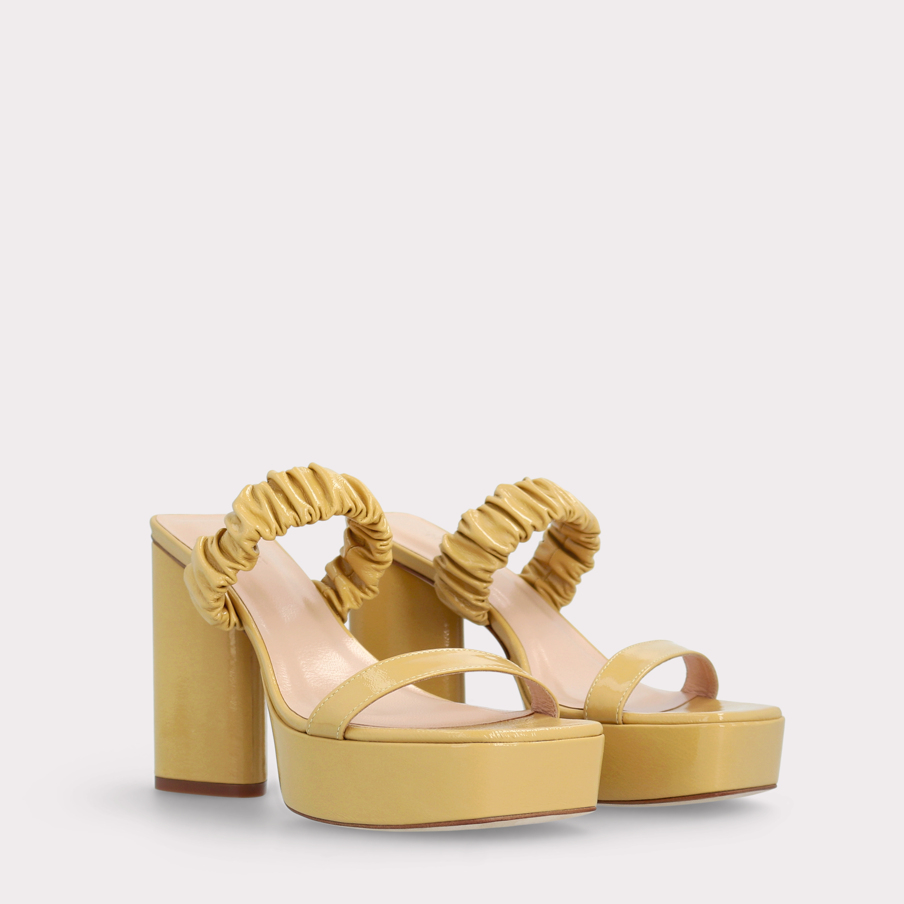 PLATFORM LEATHER MULES RADA YELLOW