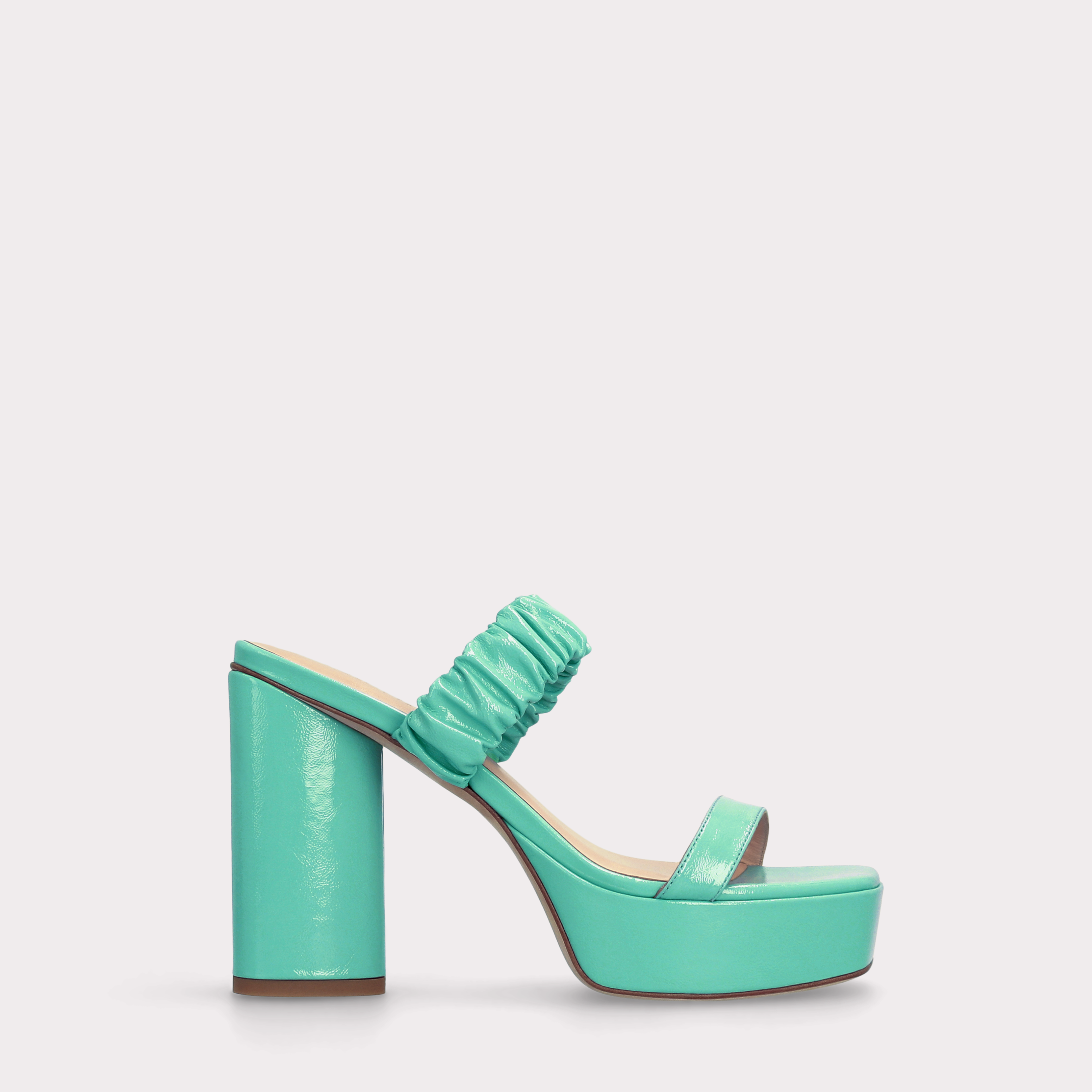 PLATFORM LEATHER MULES RADA GREEN
