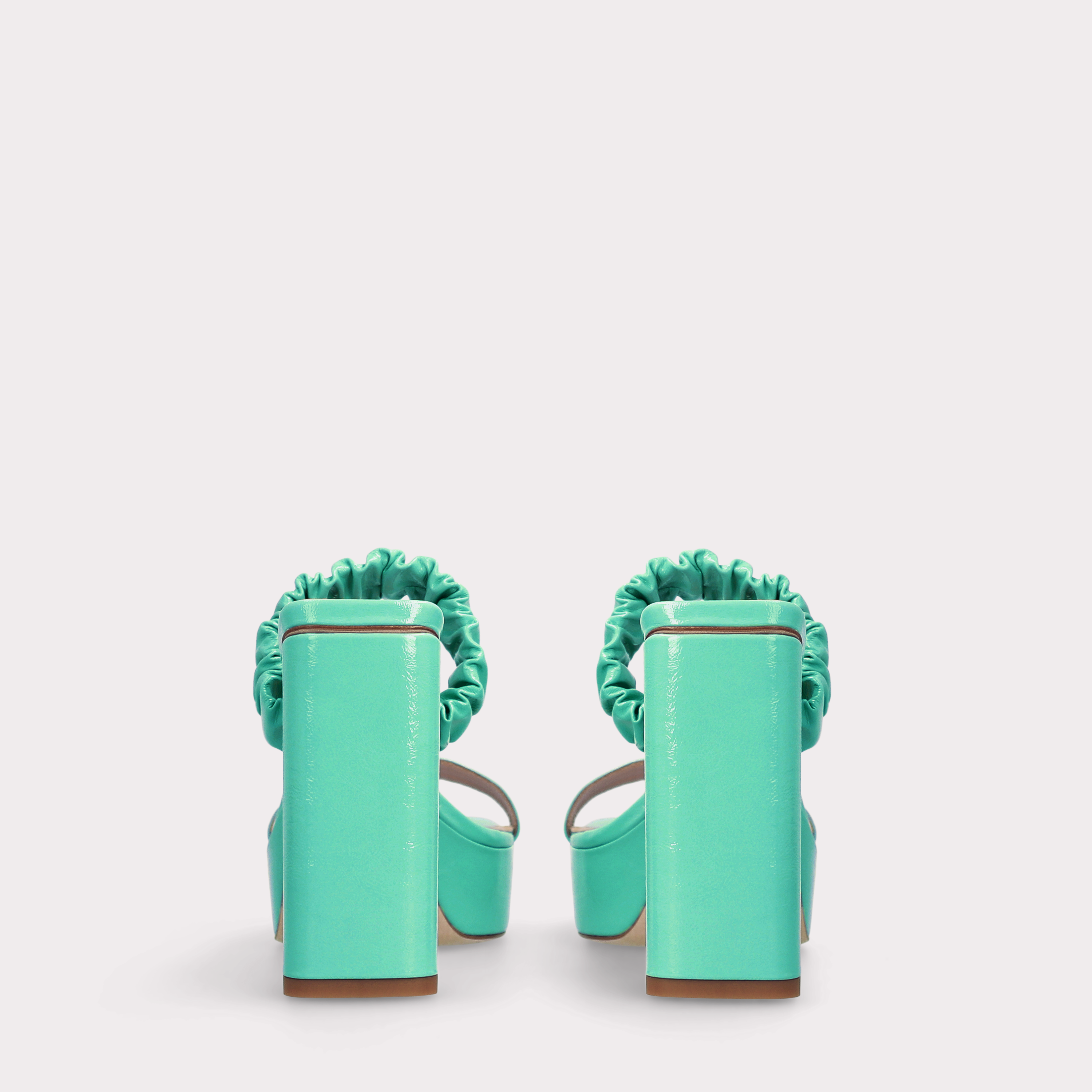 PLATFORM LEATHER MULES RADA GREEN