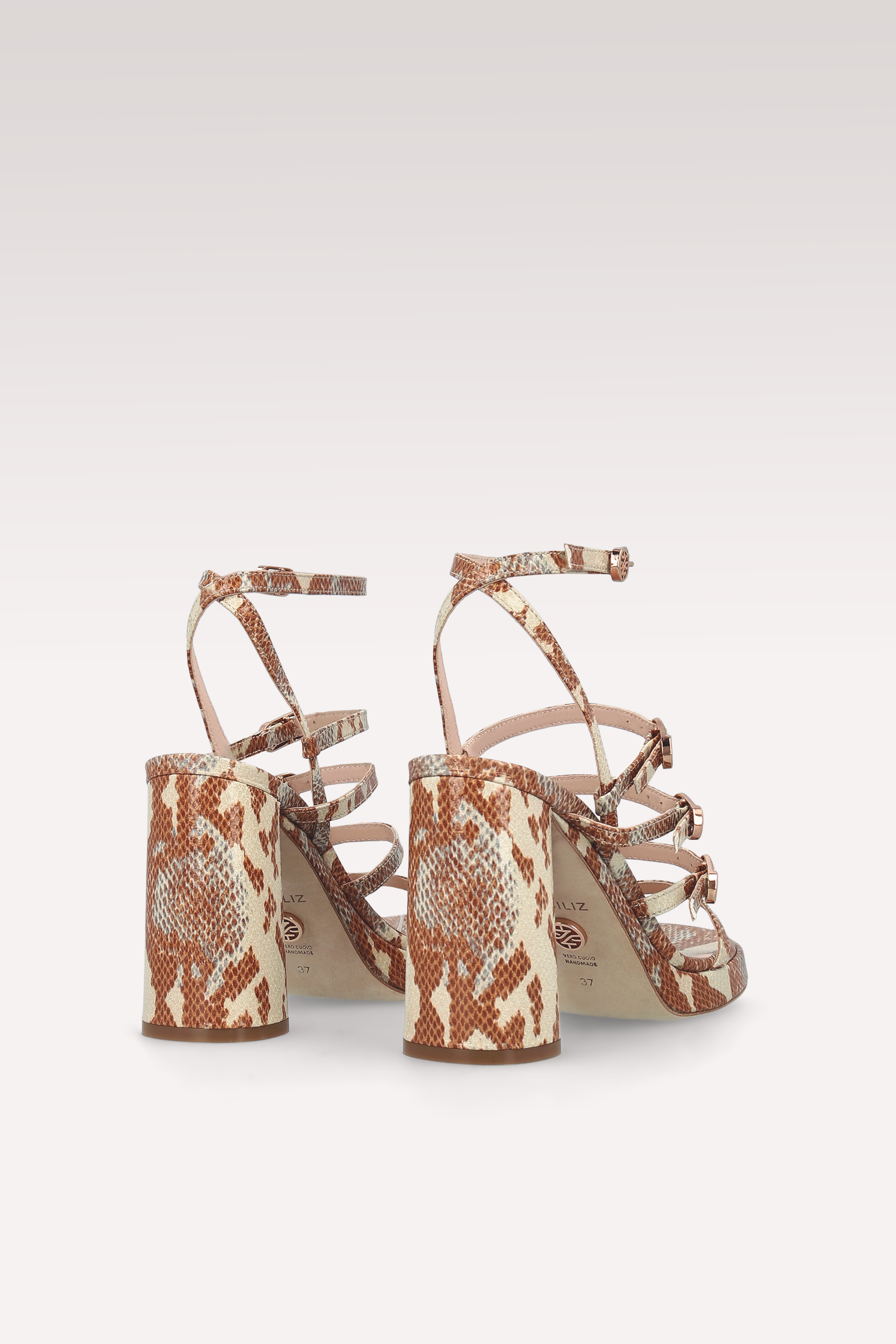 RITA TERRACOTTA SNAKE PRINT LEATHER PLATFORM SANDALS