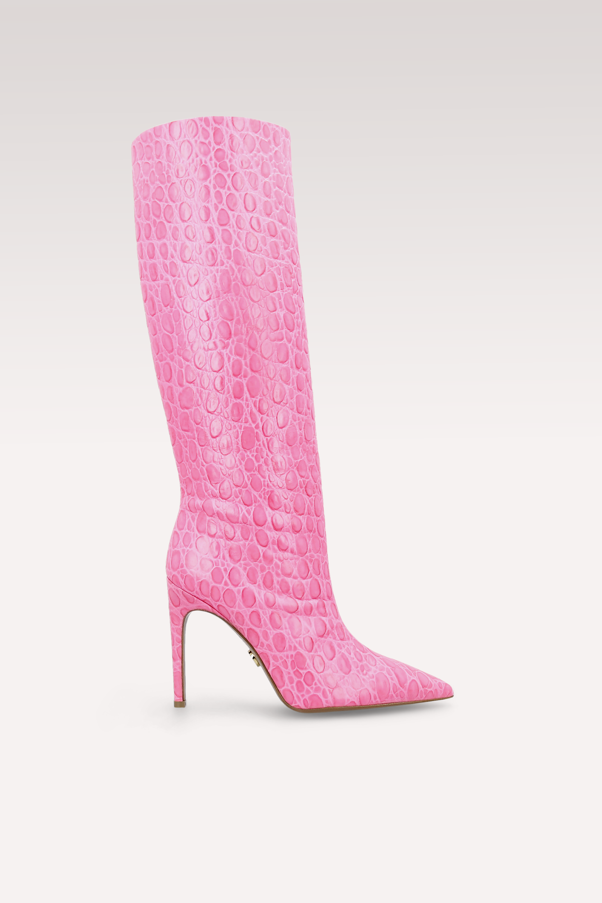 ANASTASIA 02 PINK CROCO EMBOSSED LEATHER BOOTS