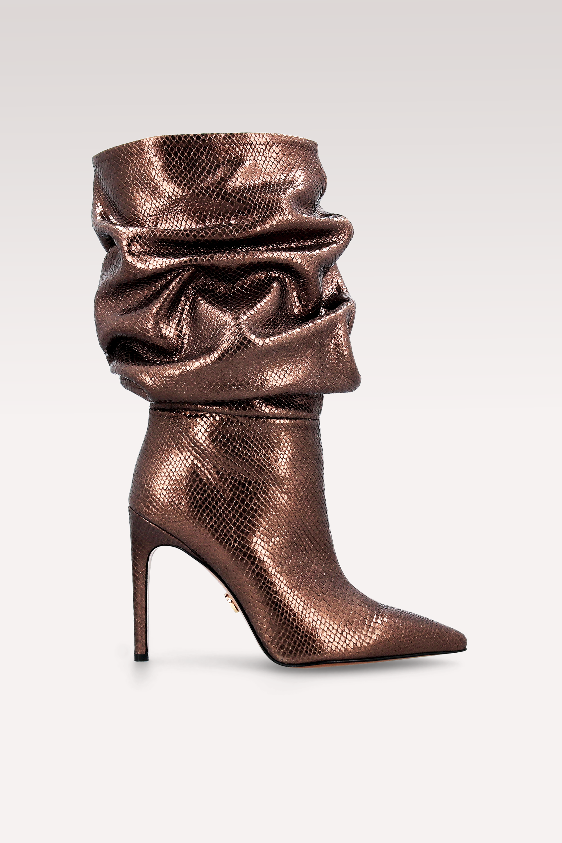 GRACE 03 BRONZE LIZZARD EMBOSSED LEATHER BOOTS