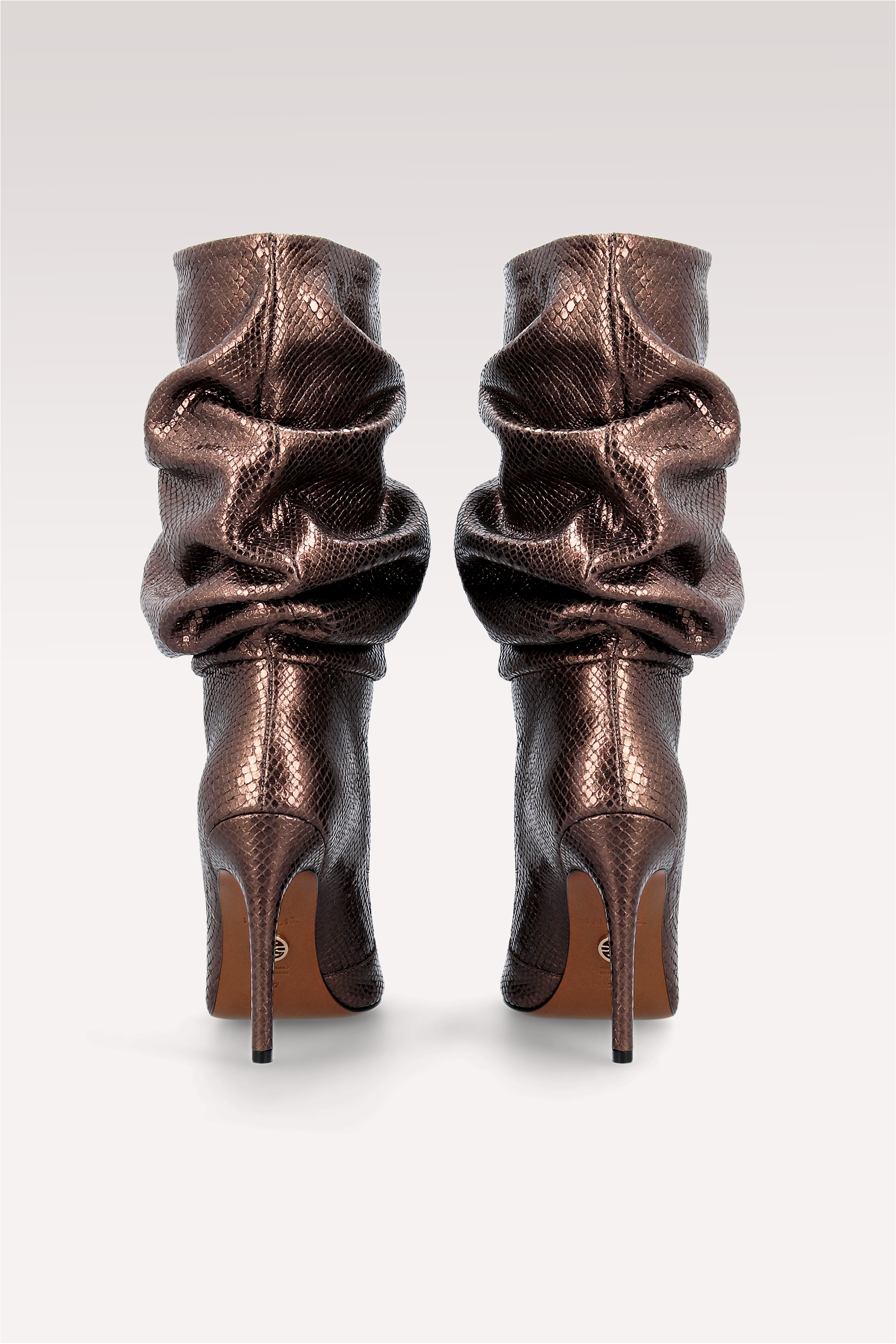 GRACE 03 BRONZE LIZZARD EMBOSSED LEATHER BOOTS