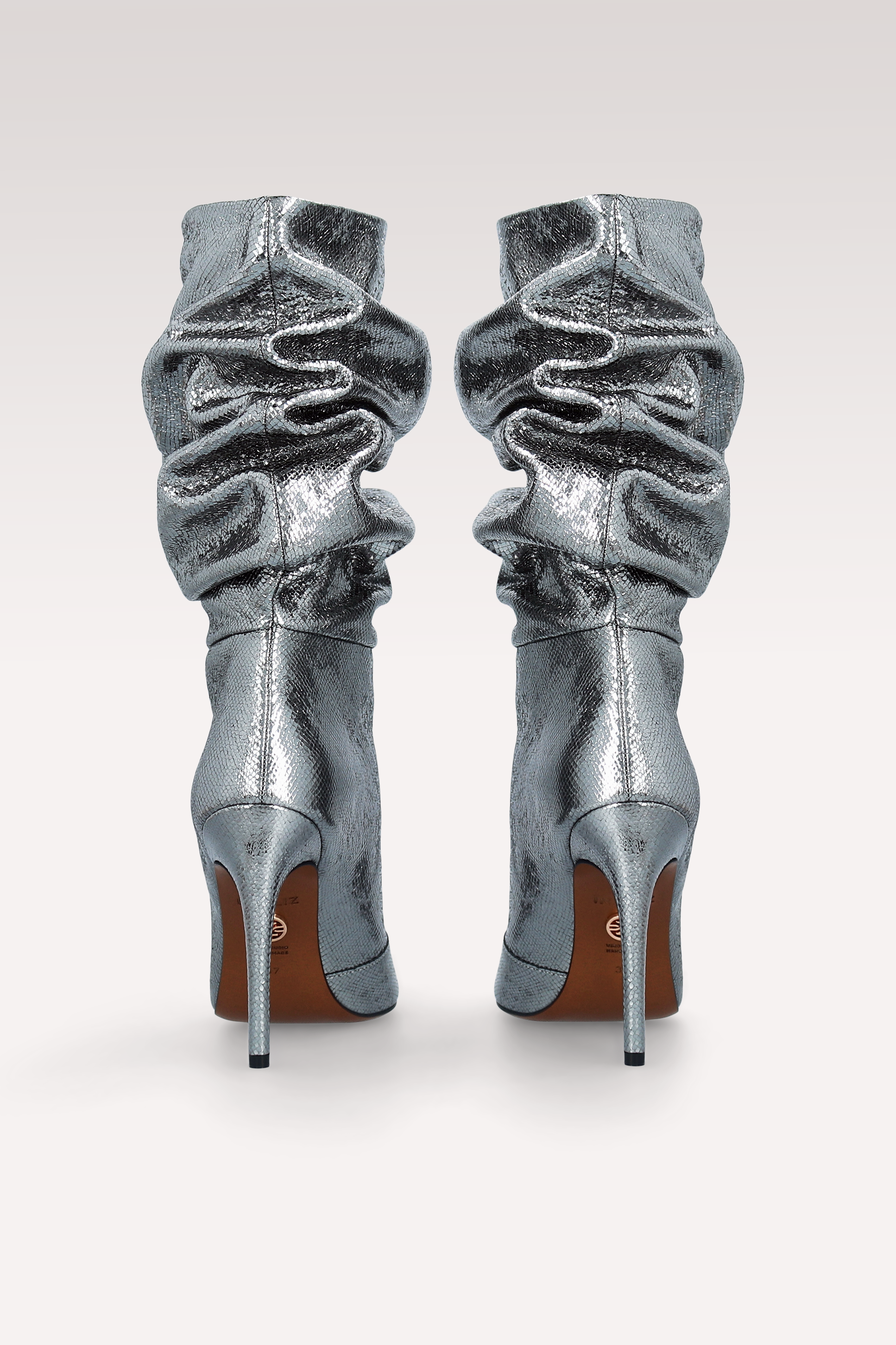 GRACE 03 SILVER CRASH VIPER MIRROR EMBOSSED LEATHER BOOTS