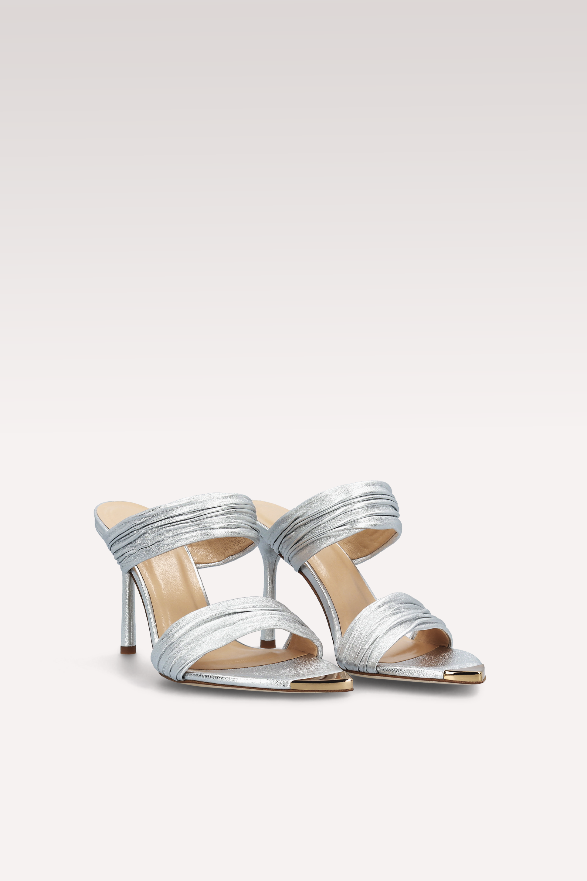 ANNY 01 METAL BUTTER SILVER LEATHER SANDALS