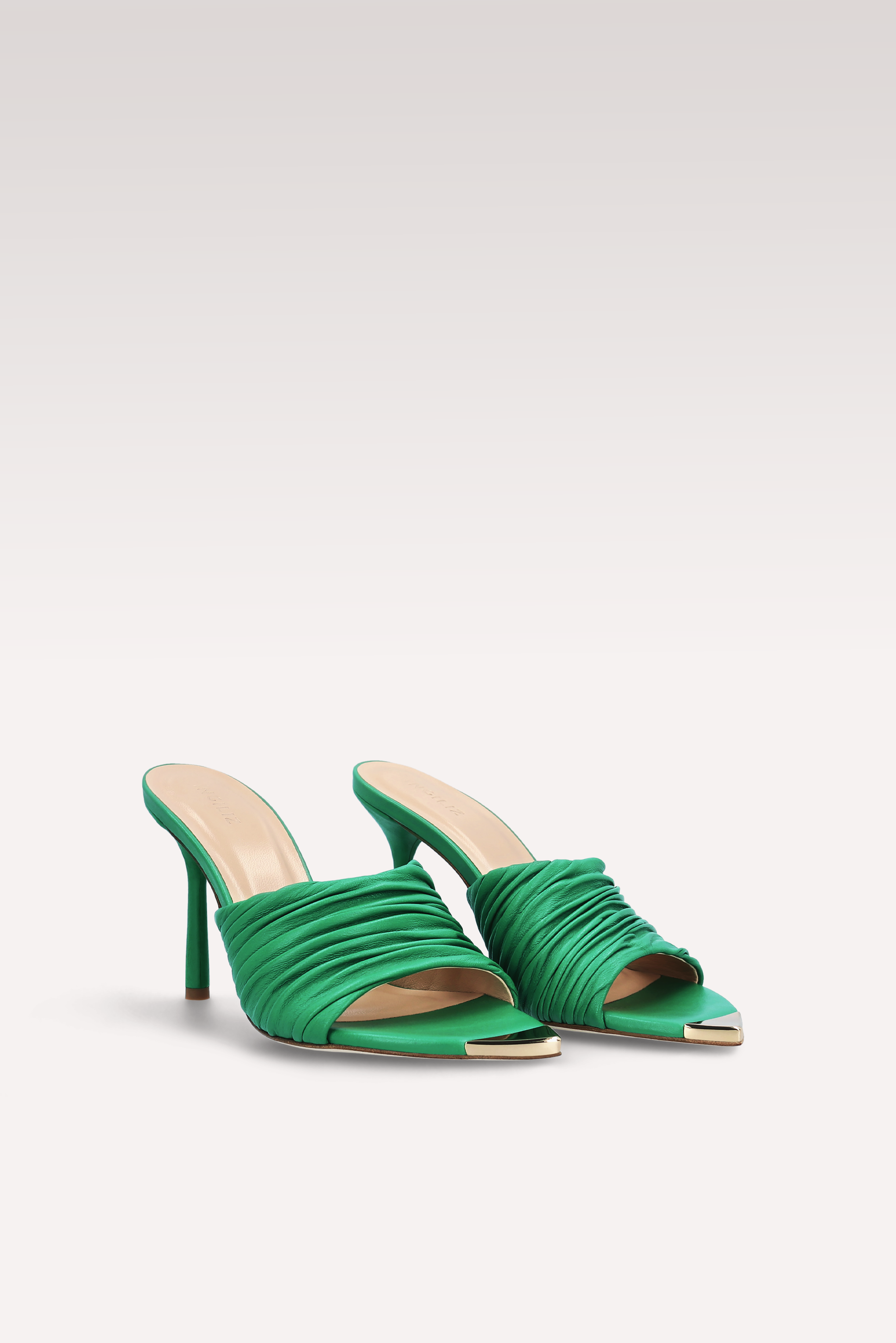 ANNY 03 GREEN LEATHER SANDALS