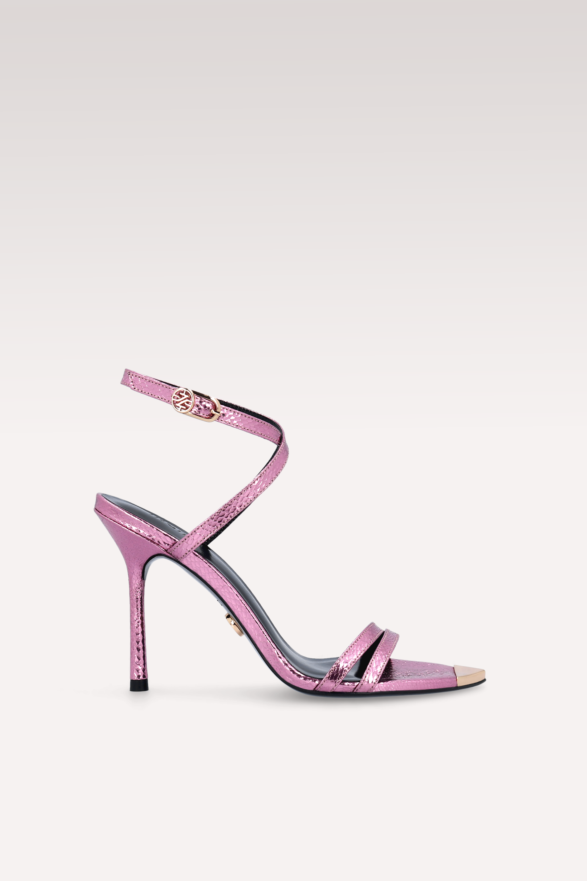 ANNY 10 MINI VIPER MIRROR ROSE LEATHER SANDALS