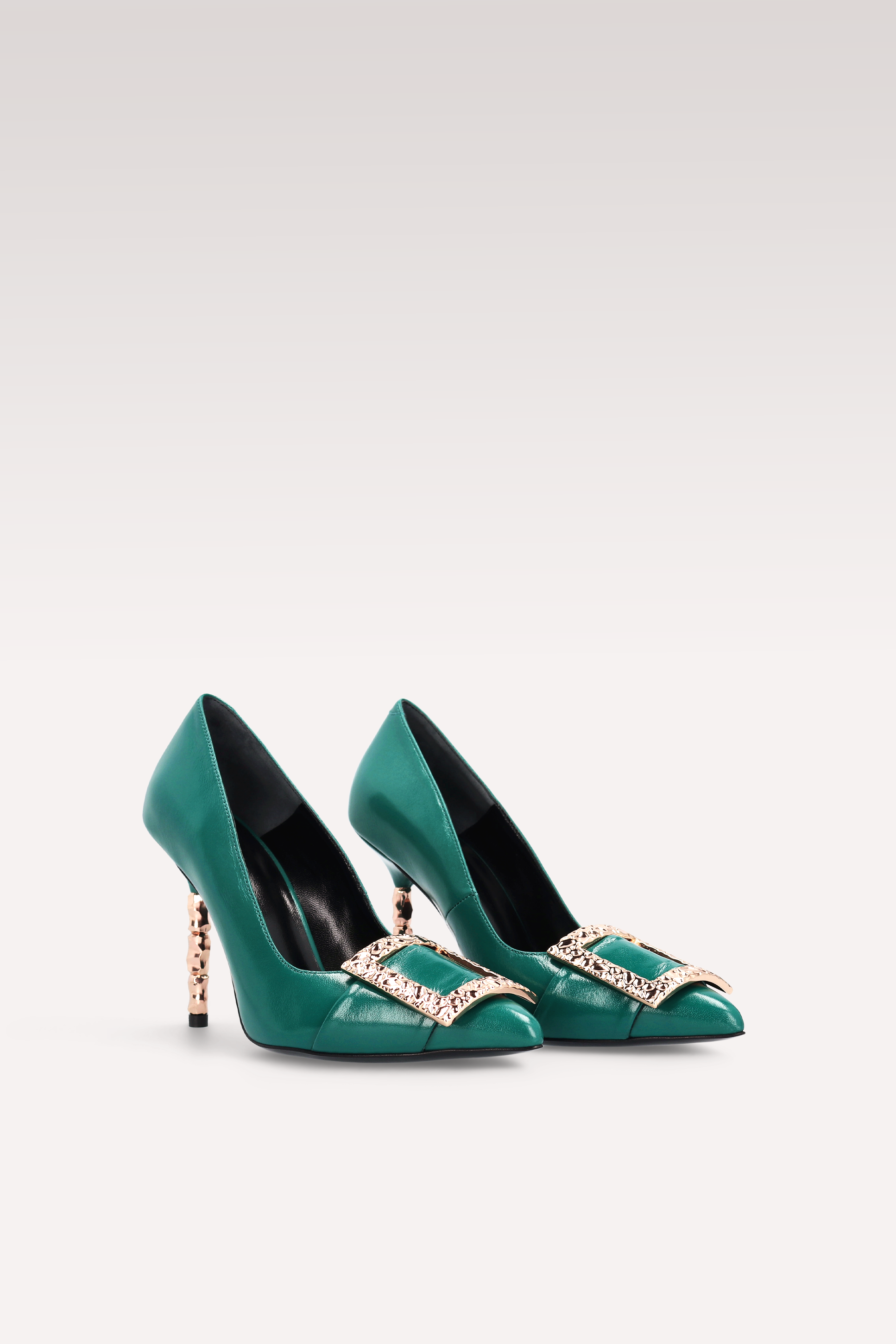 ASTRID DEC ACC 02 MOSS GREEN GLOSS LEATHER PUMPS