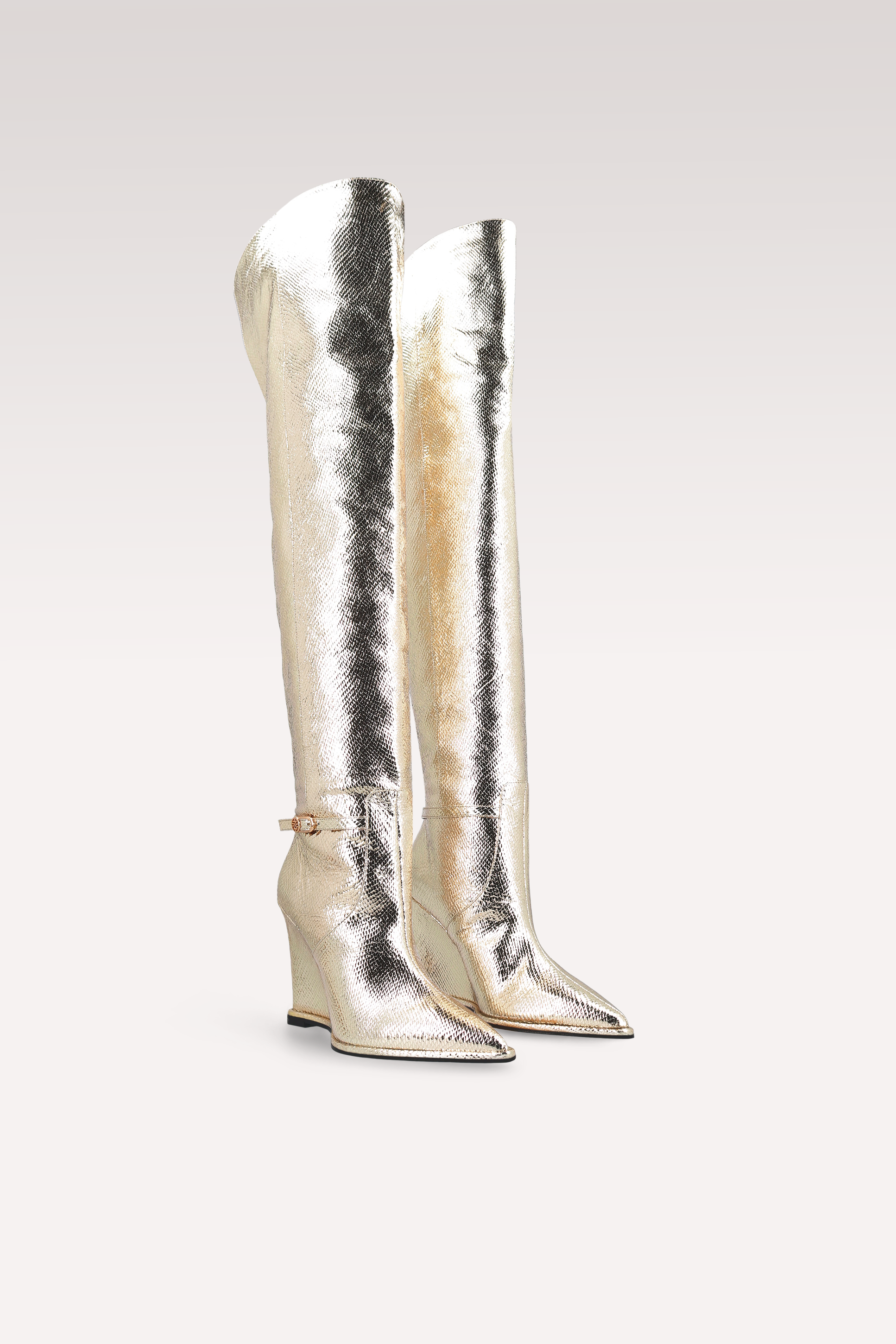 MONA LISA 02 PLATINUM MINI VIPER MIRROR EMBOSSED LEATHER BOOTS