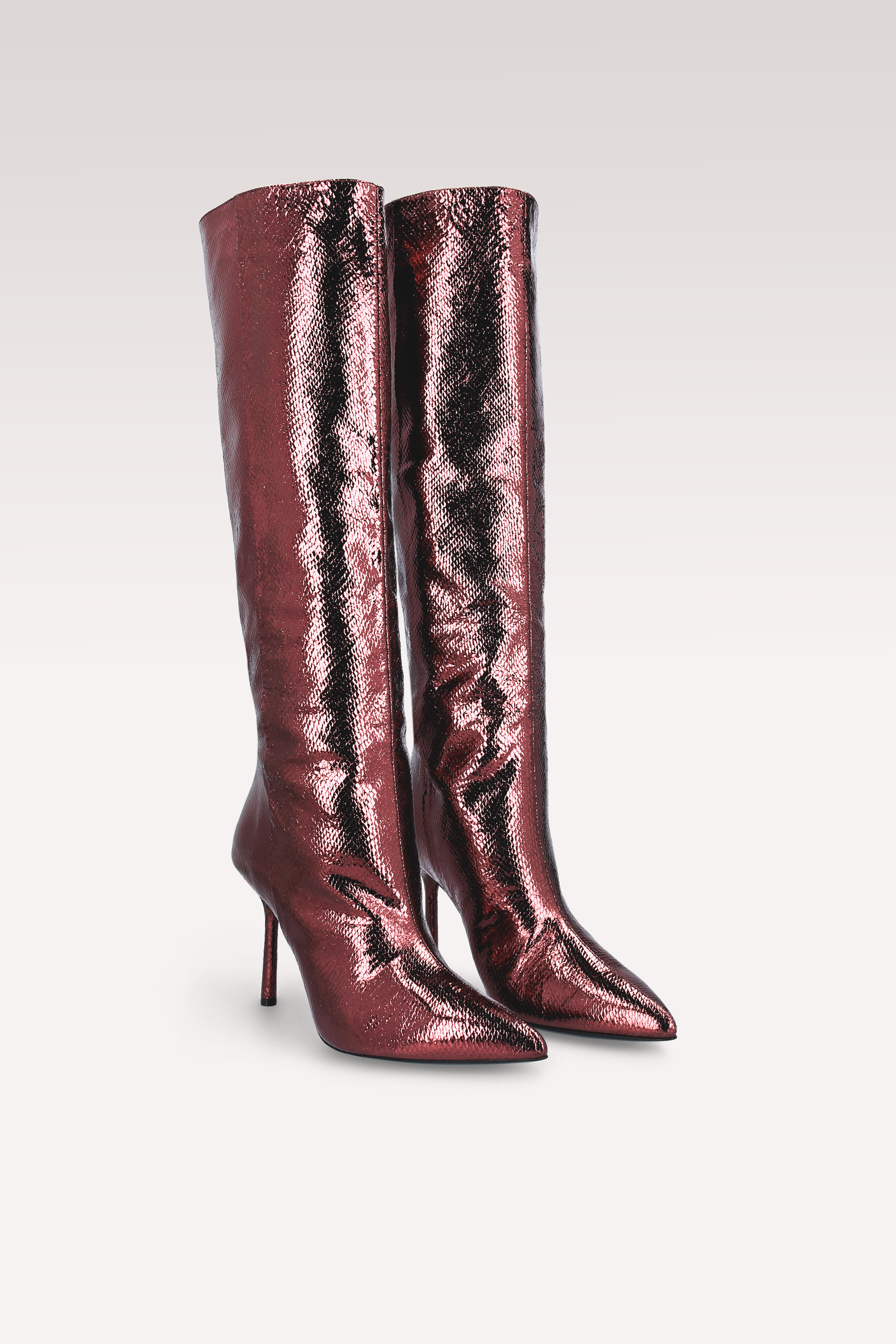 ABA TUBO 01 WINE MINI VIPER EMBOSSED LEATHER BOOTS