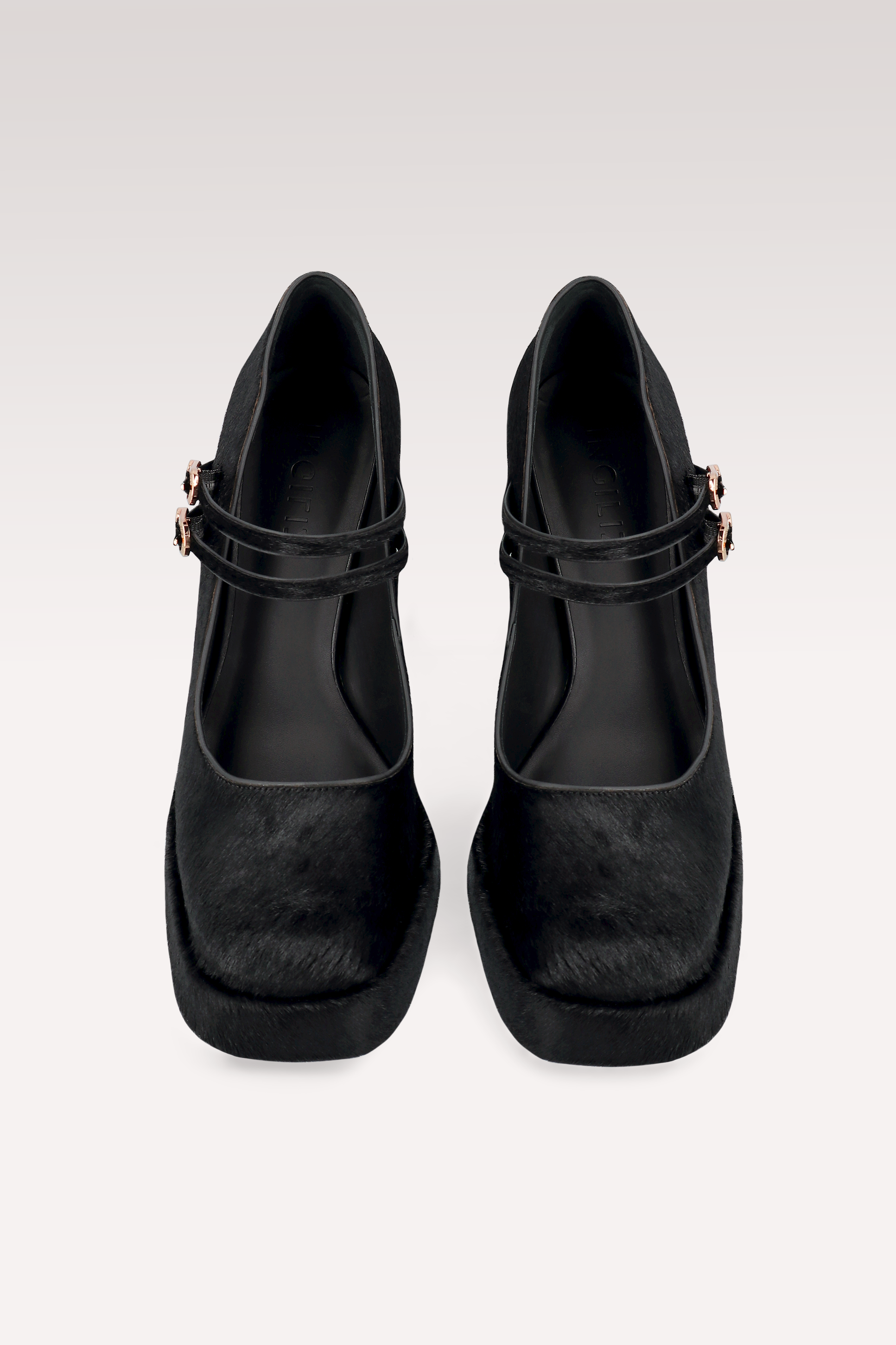 CINDY BEBE 01 BLACK CALF HAIR PUMPS