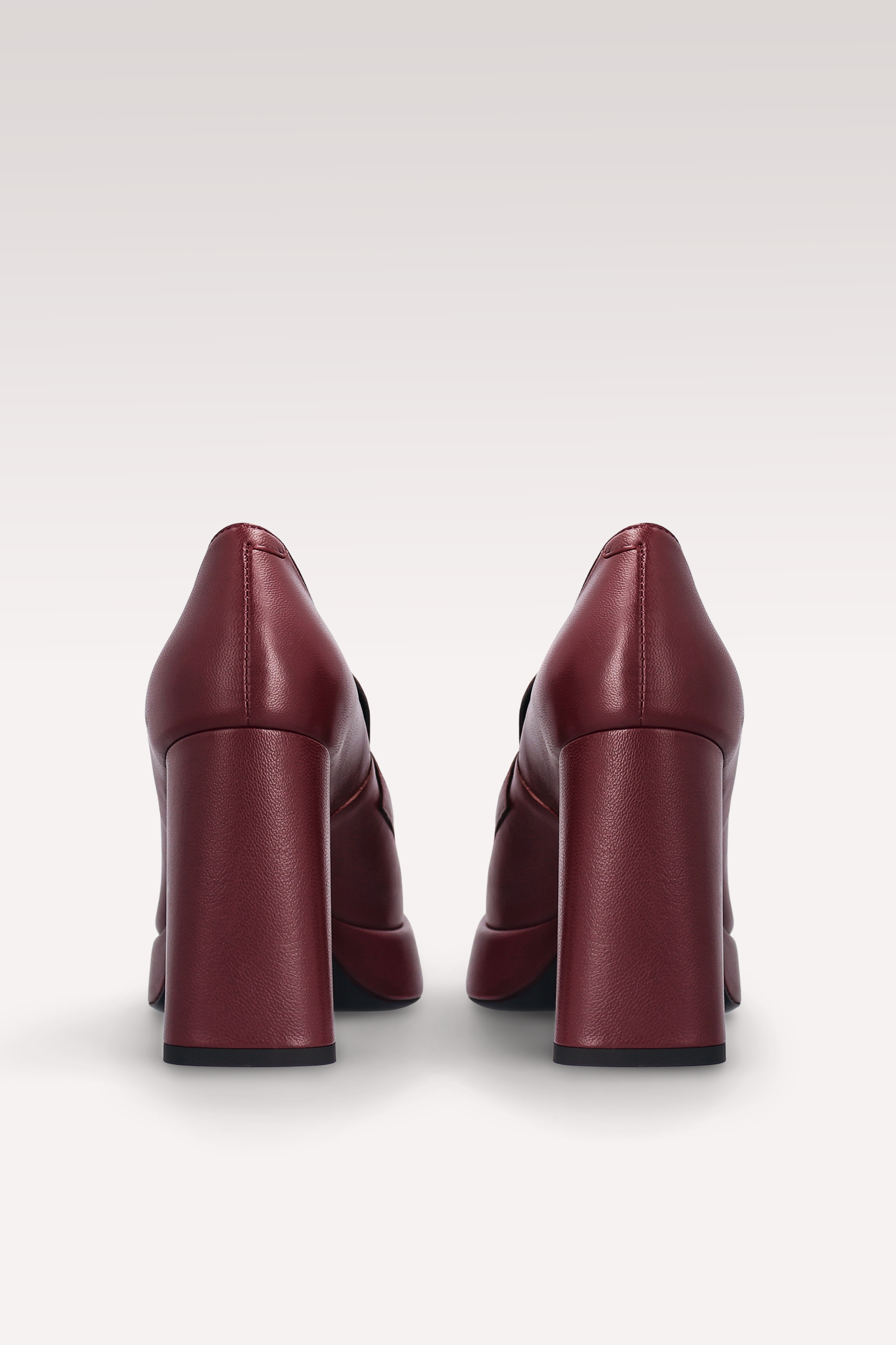 CINDY MOK 02 BURGUNDY SMOOTH LEATHER PLATFORM PUMPS