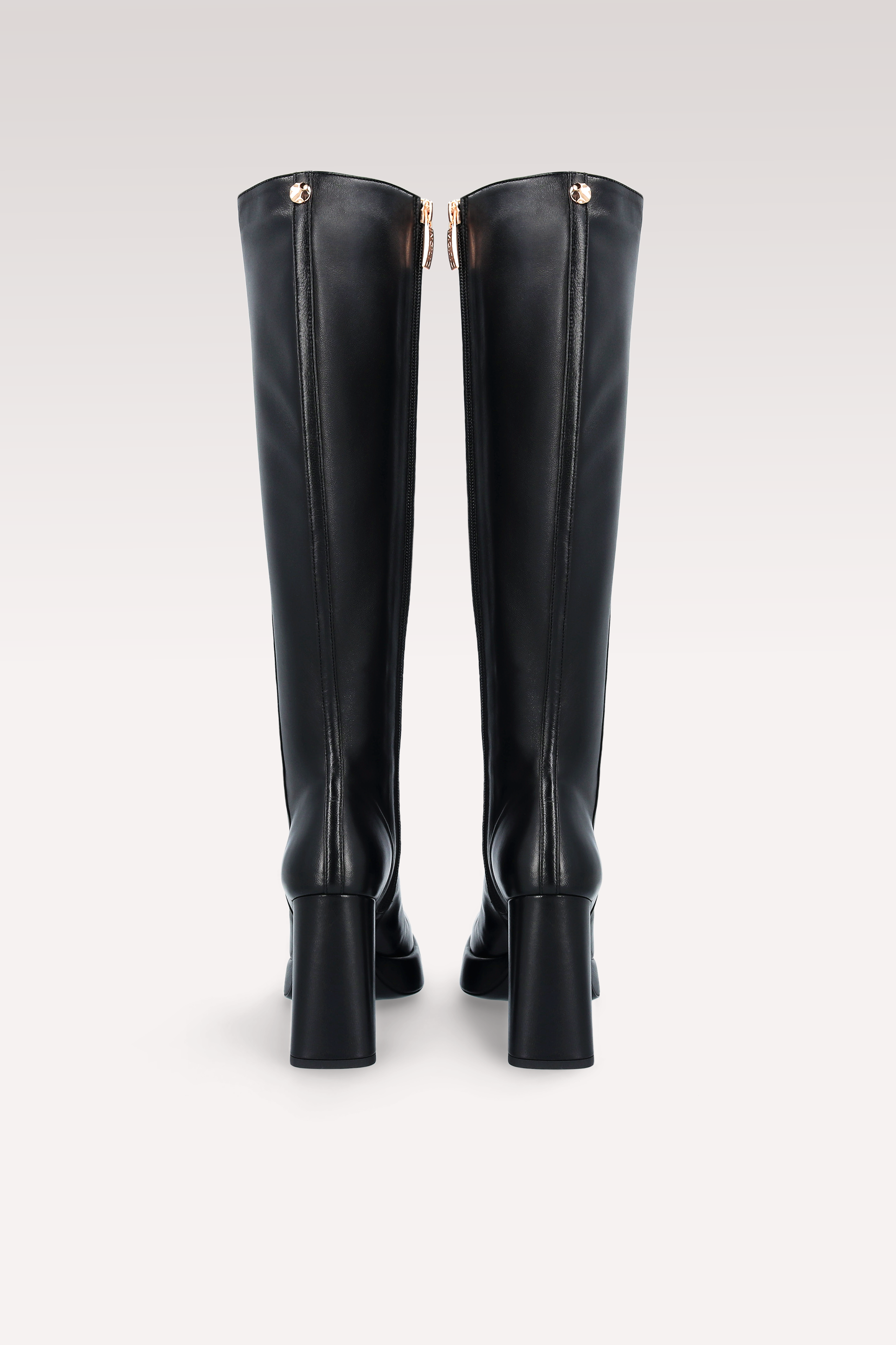 CINDY 01 BLACK SMOOTH LEATHER PLATFORM BOOTS