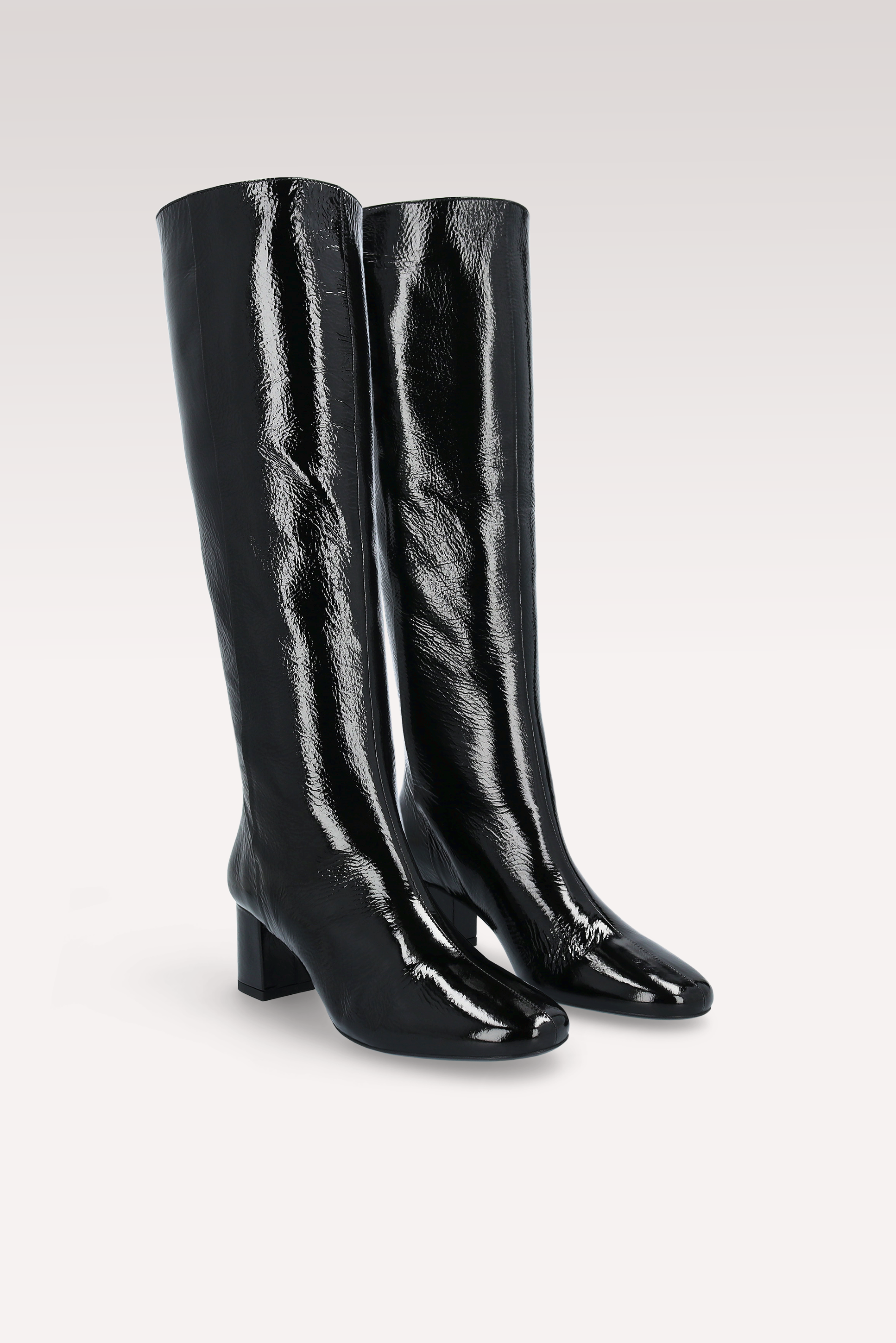DEBBY TUBO 01 BLACK CRUSHED PATENT LEATHER BOOTS