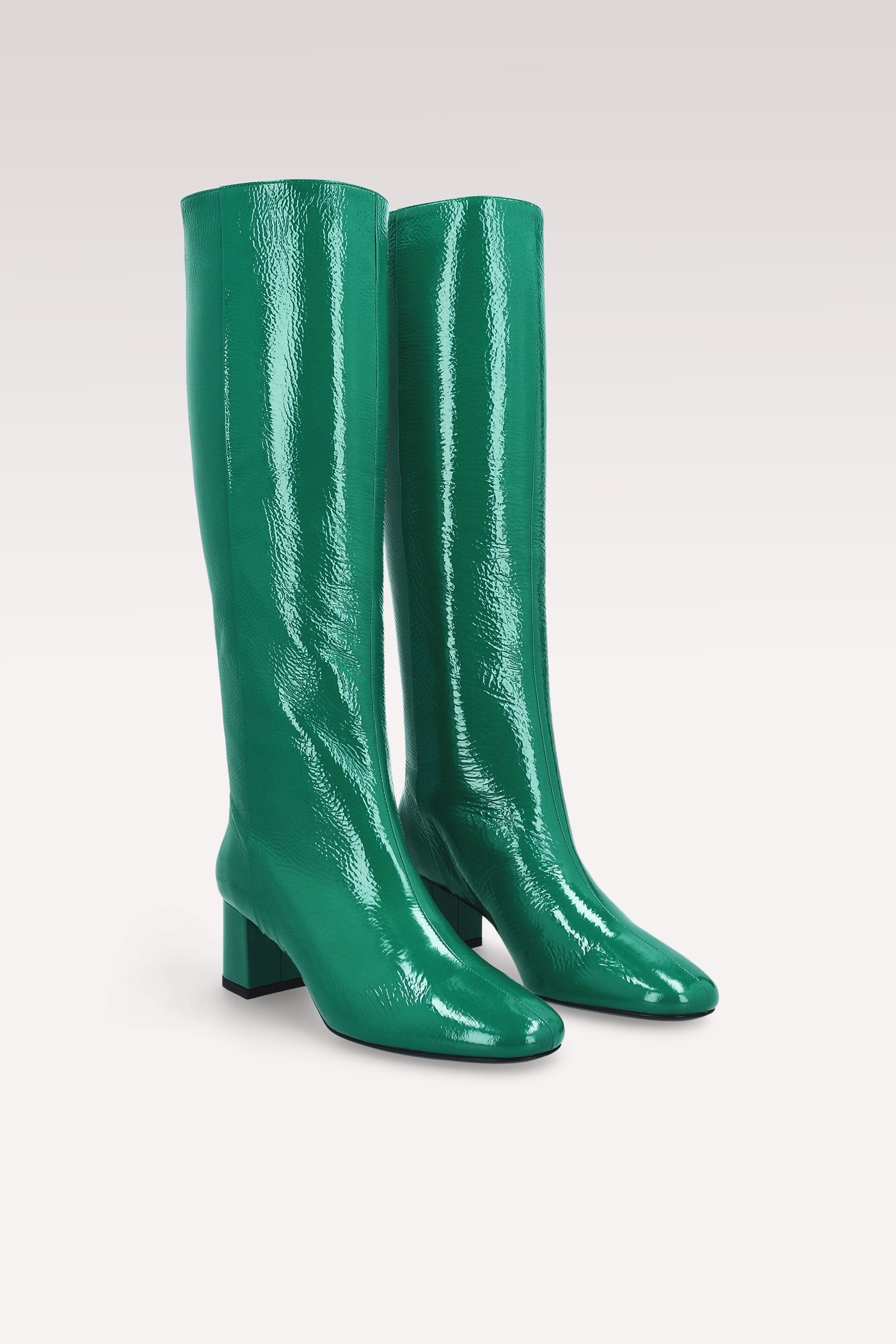 DEBBY TUBO 01 GREEN CRUSHED PATENT LEATHER BOOTS