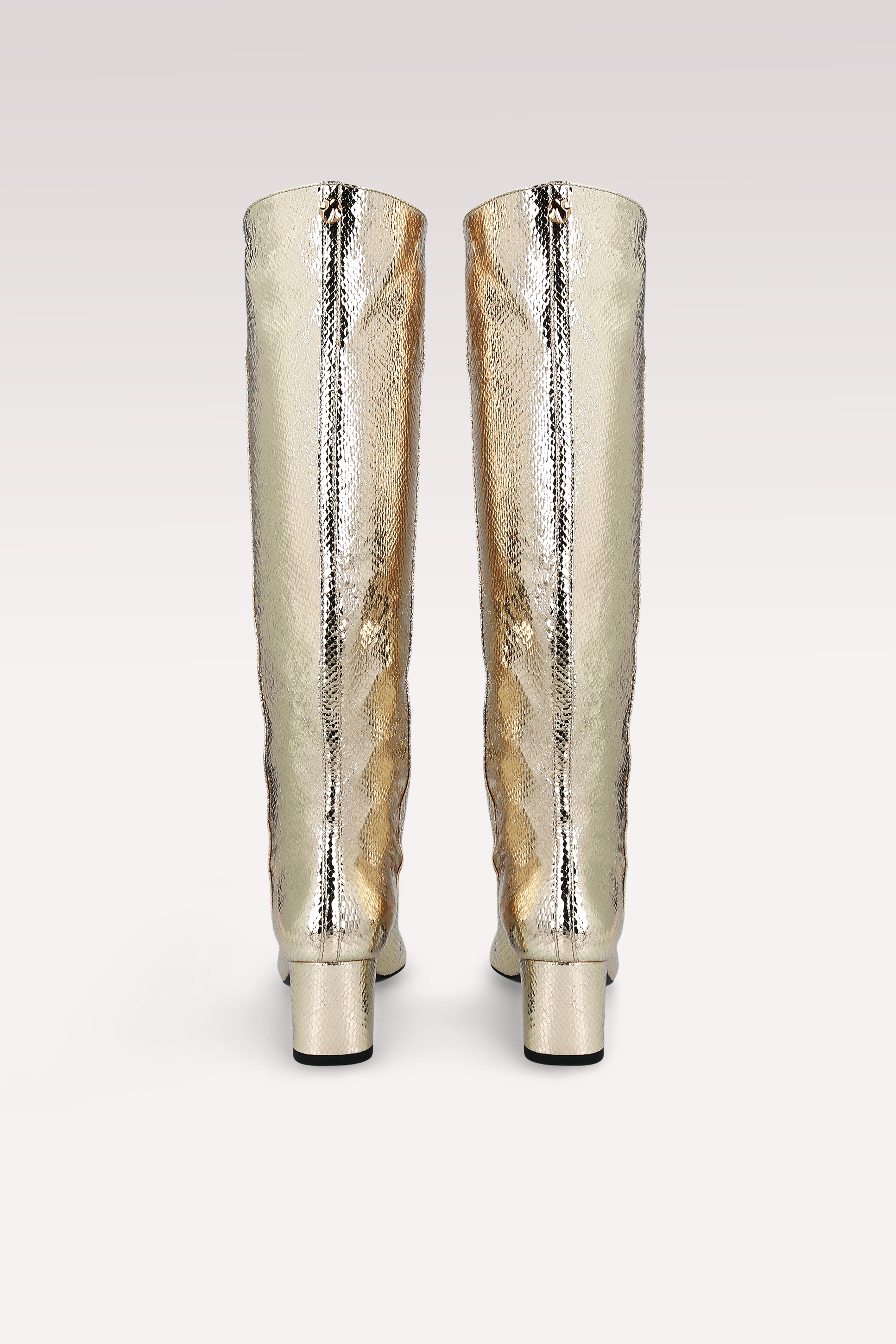 DEBBY TUBO 01 PLATINUM MINI VIPER MIRROR EMBOSSED LEATHER BOOTS