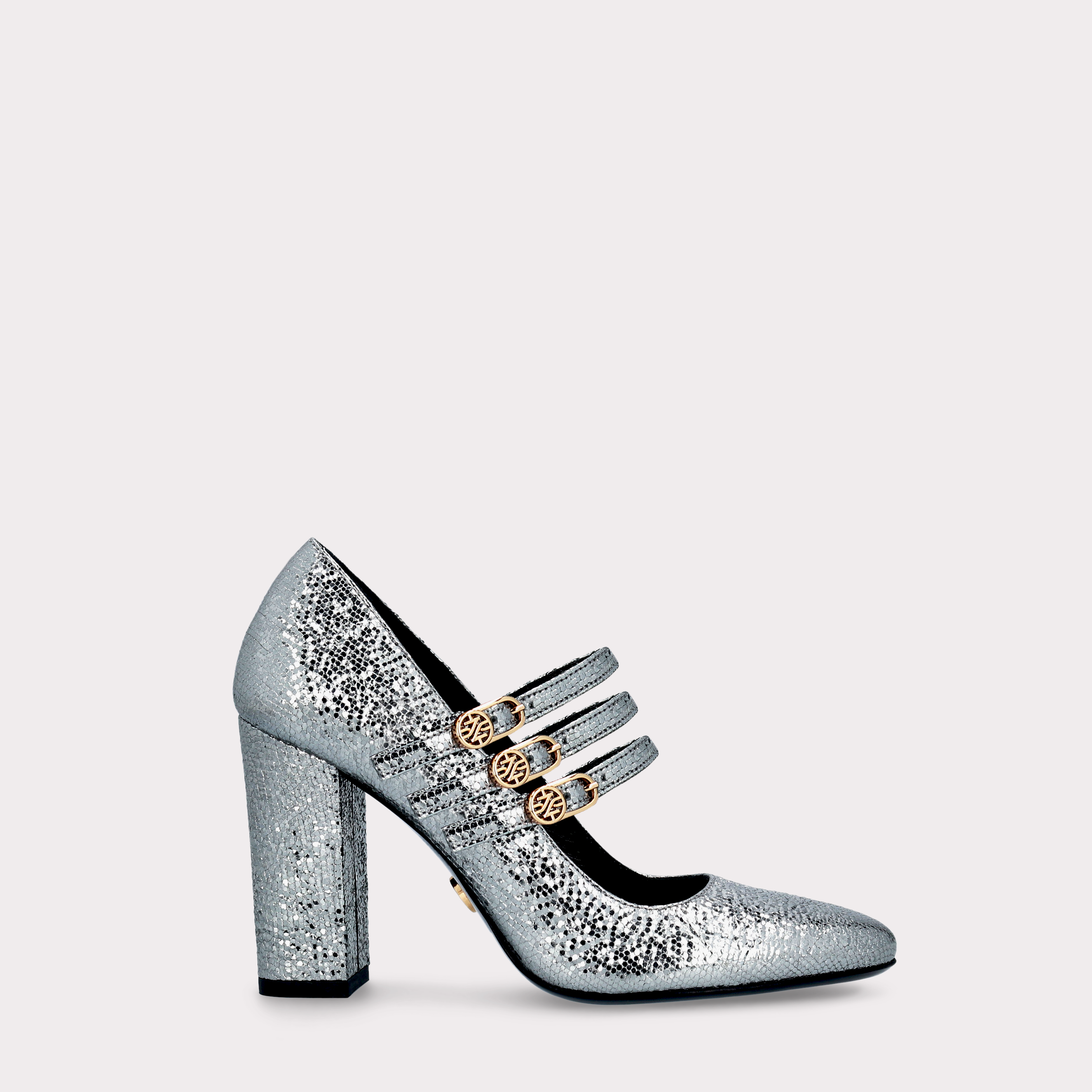 DELMA BEBE 01 INOX MINI VIPER EMBOSSED LEATHER PUMPS