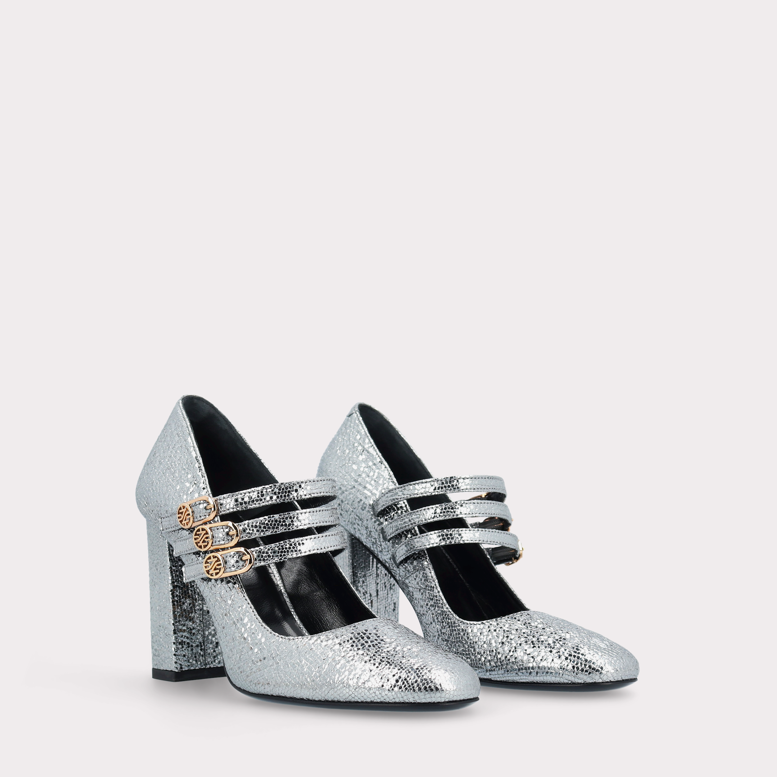 DELMA BEBE 01 INOX MINI VIPER EMBOSSED LEATHER PUMPS