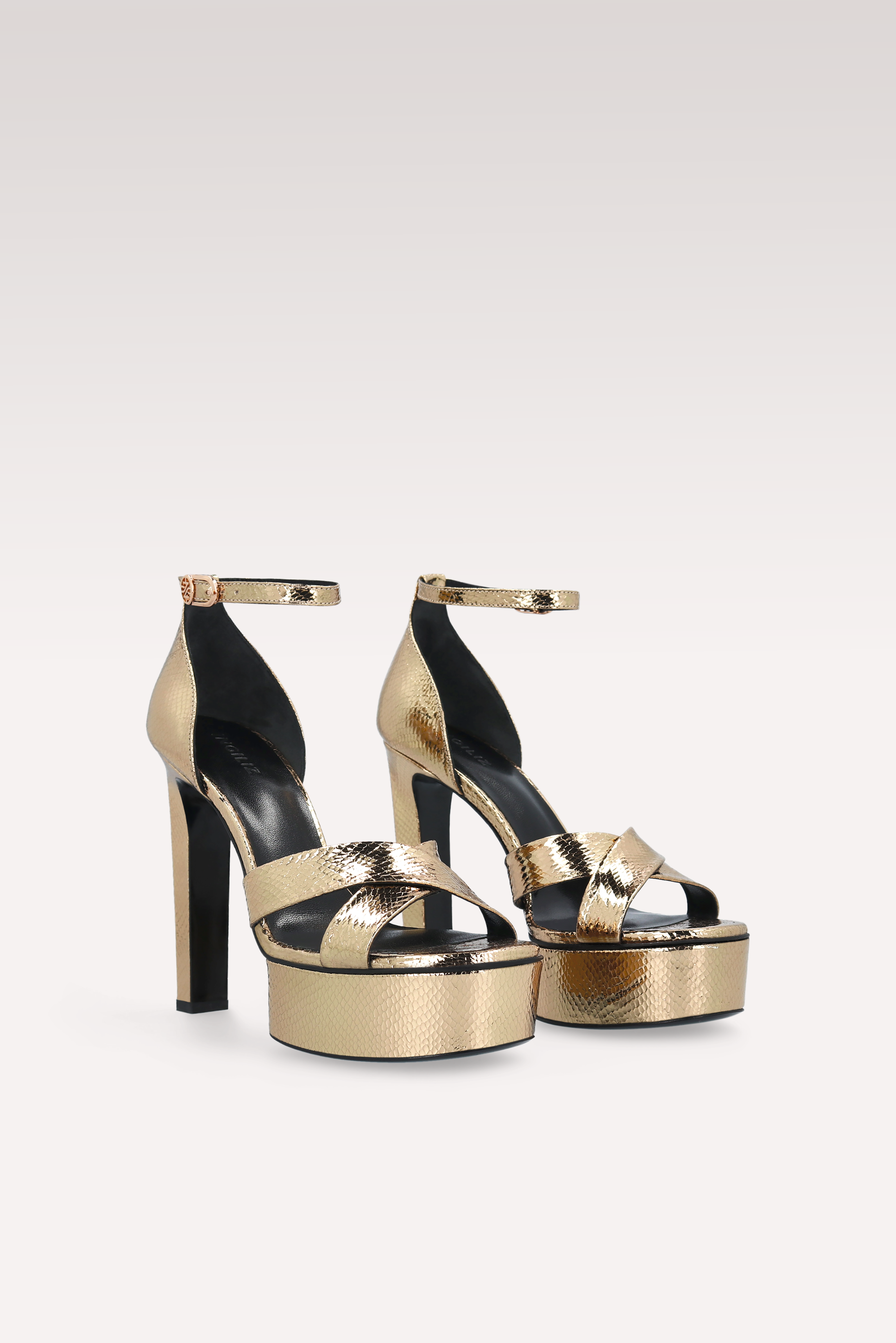 PATTY 03 MINI VIPER MIRROR GOLD LEATHER PLATFORM SANDALS