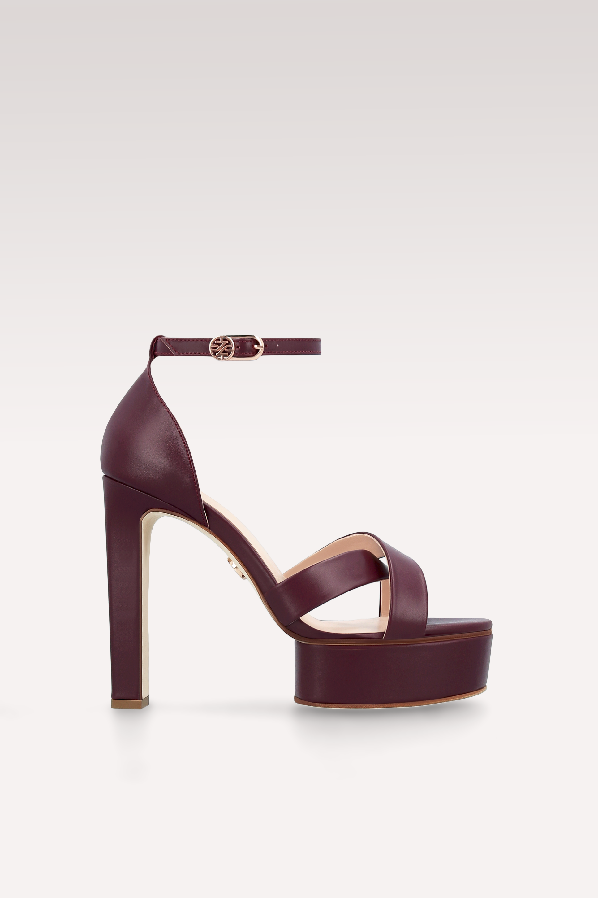 PATTY BORDEAUX LEATHER PLATFORM SANDALS
