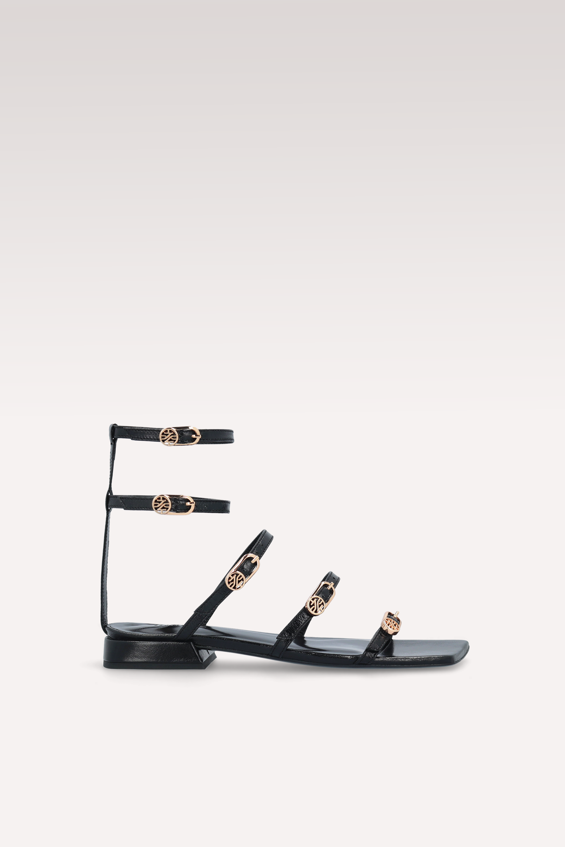 POLLY 02 BLACK LEATHER SANDALS