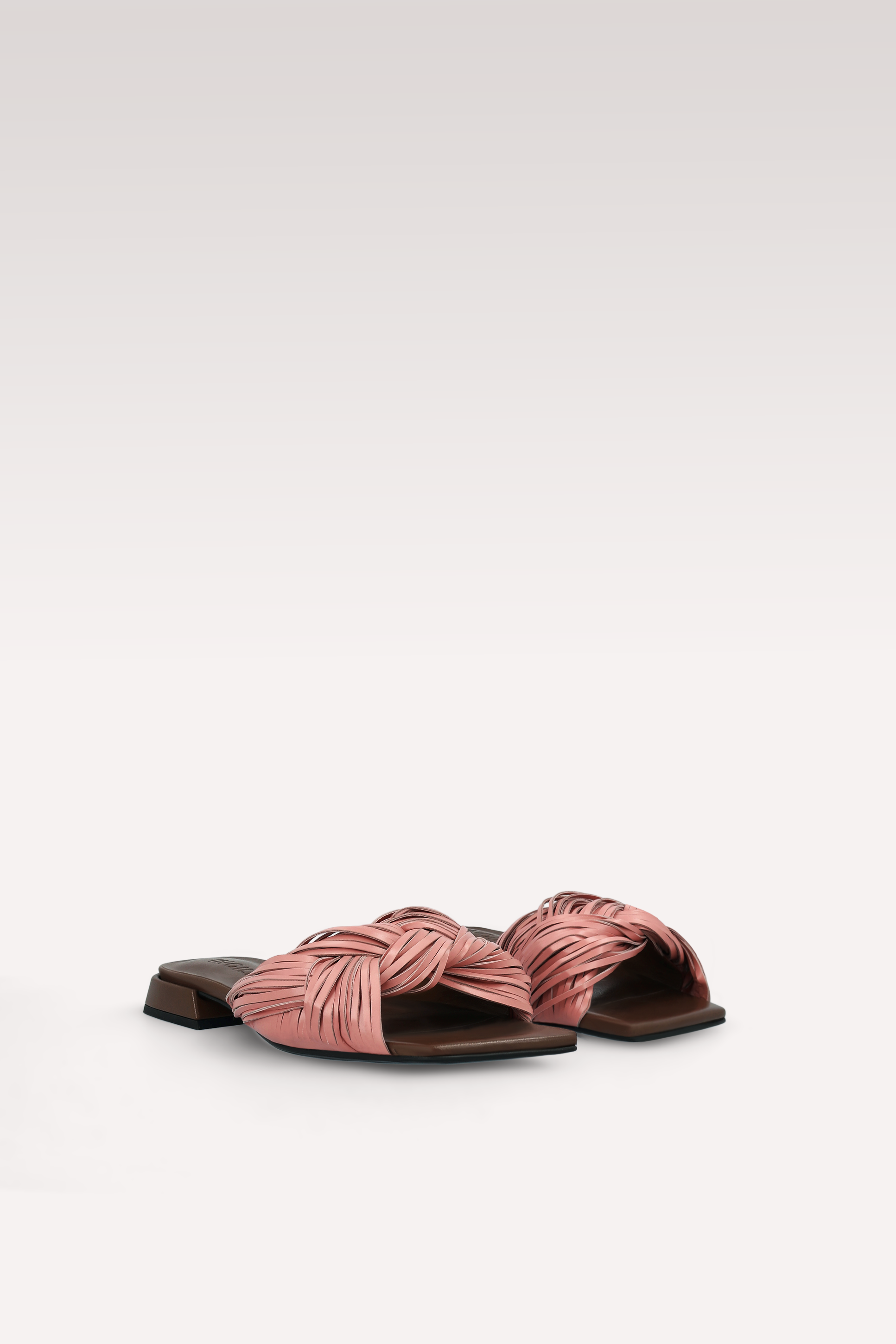 LEXI DUSTY ROSE PINK AND CHOCOLATE BROWN LEATHER MULES