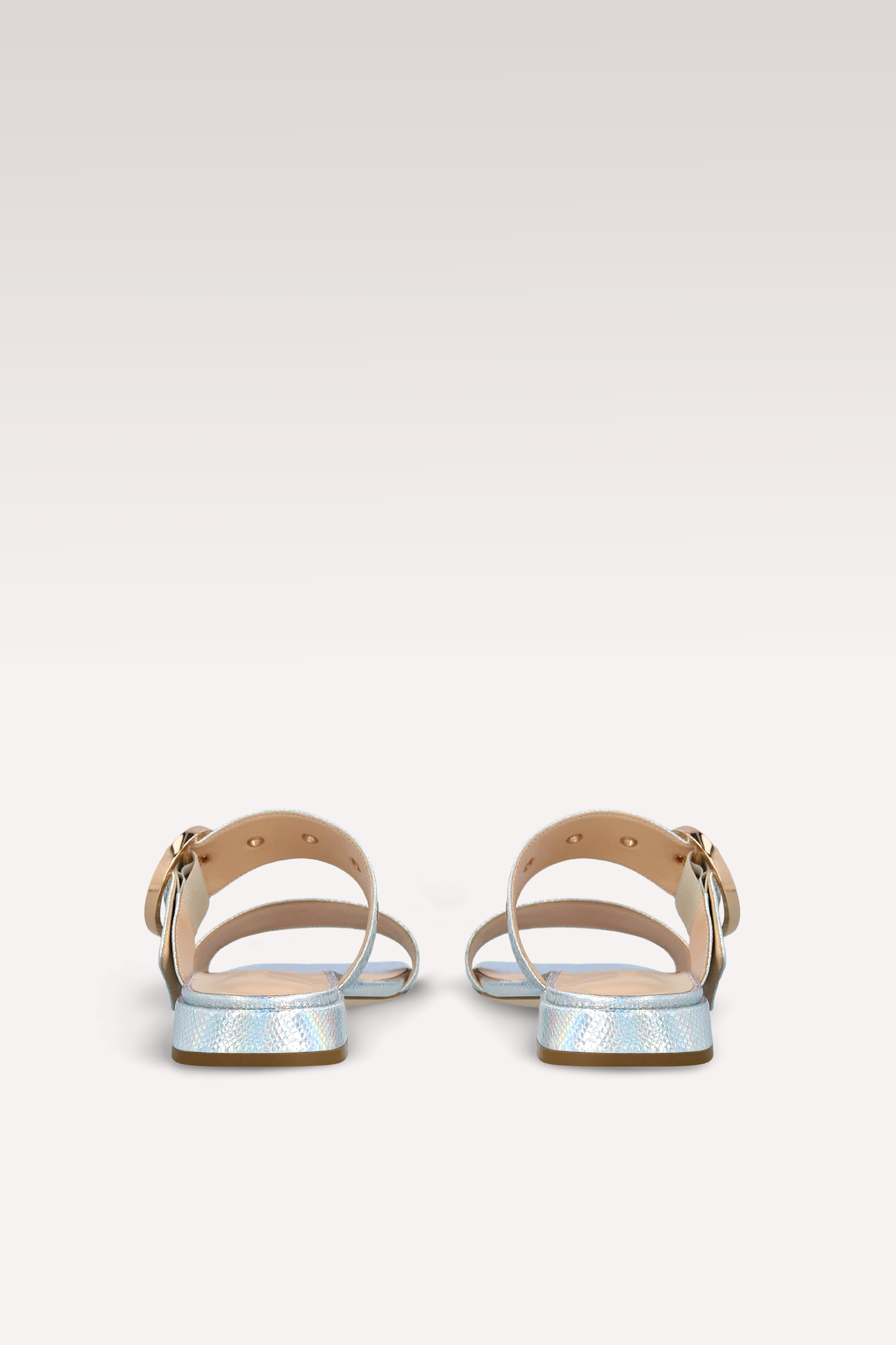 LUNA SILVER EMBOSSED LEATHER MULES