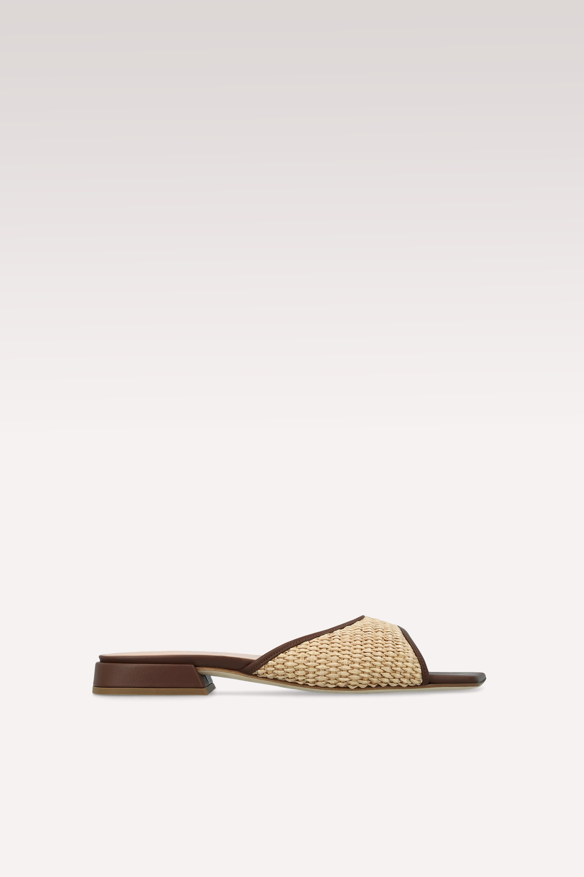 REYA CHOCOLATE BROWN LEATHER AND
RAFFIA MULE