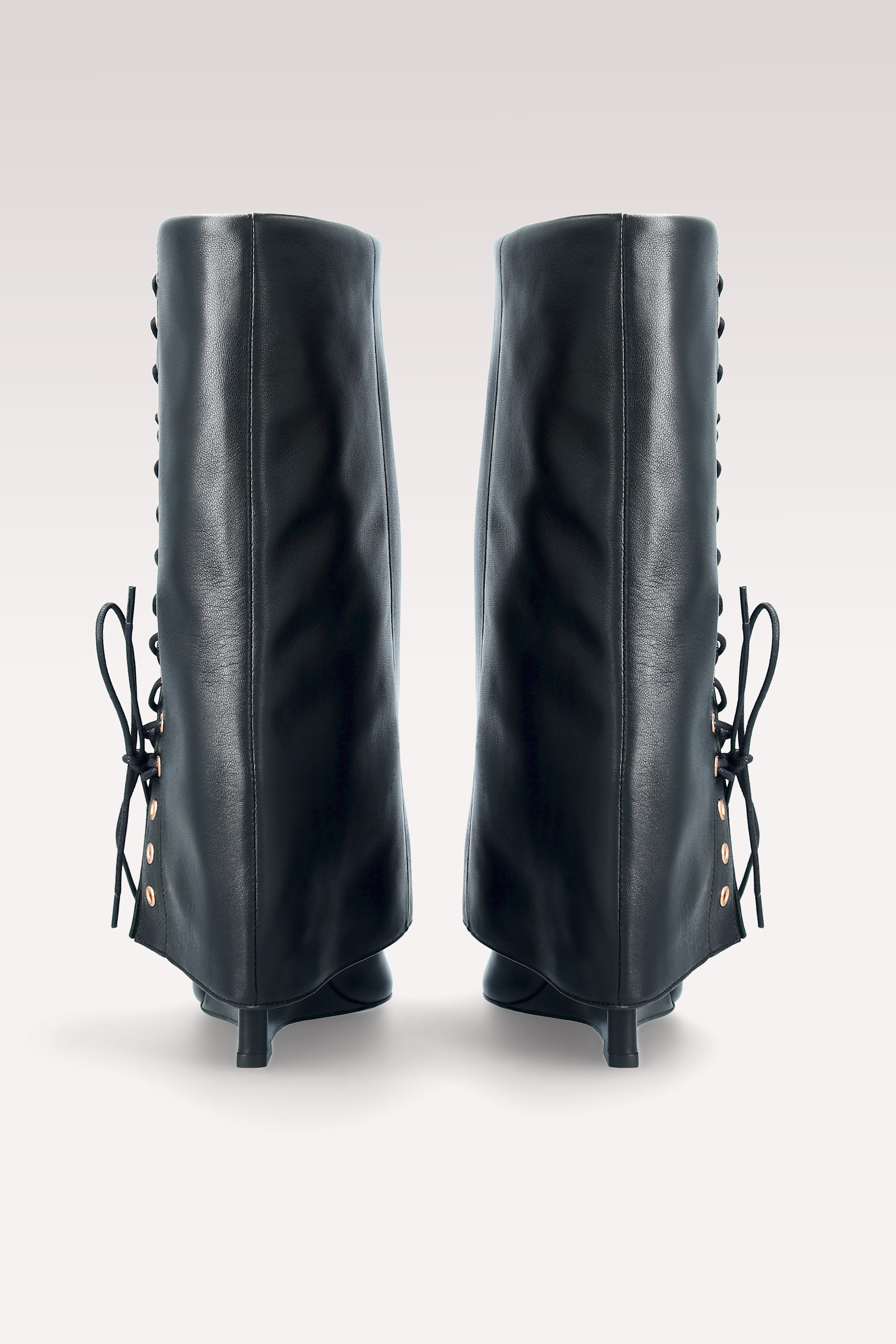 ZEUDI 03 BLACK SMOOTH LEATHER EDGE HEEL BOOTS