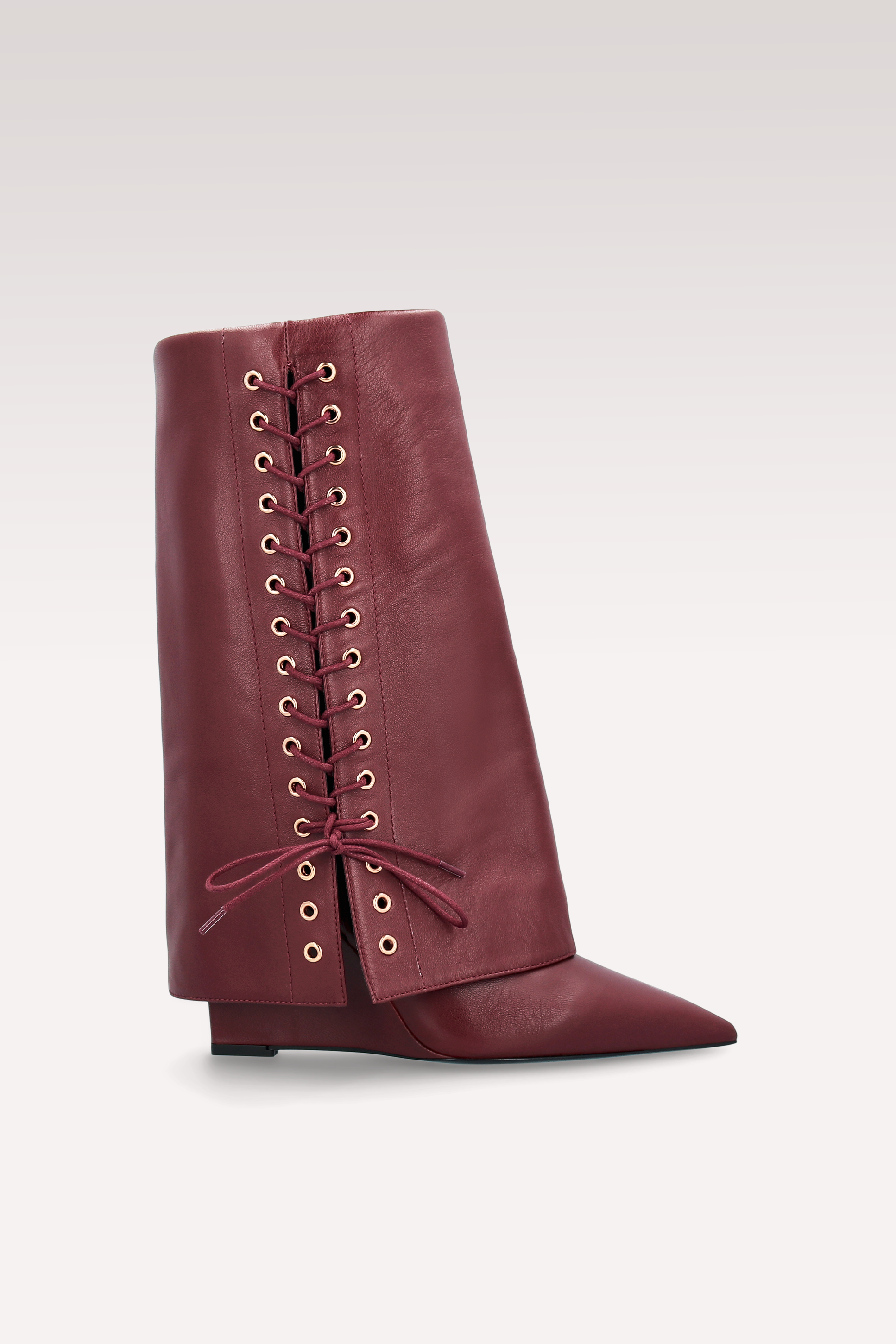 ZEUDI 03 BURGUNDY SMOOTH LEATHER EDGE HEEL BOOTS