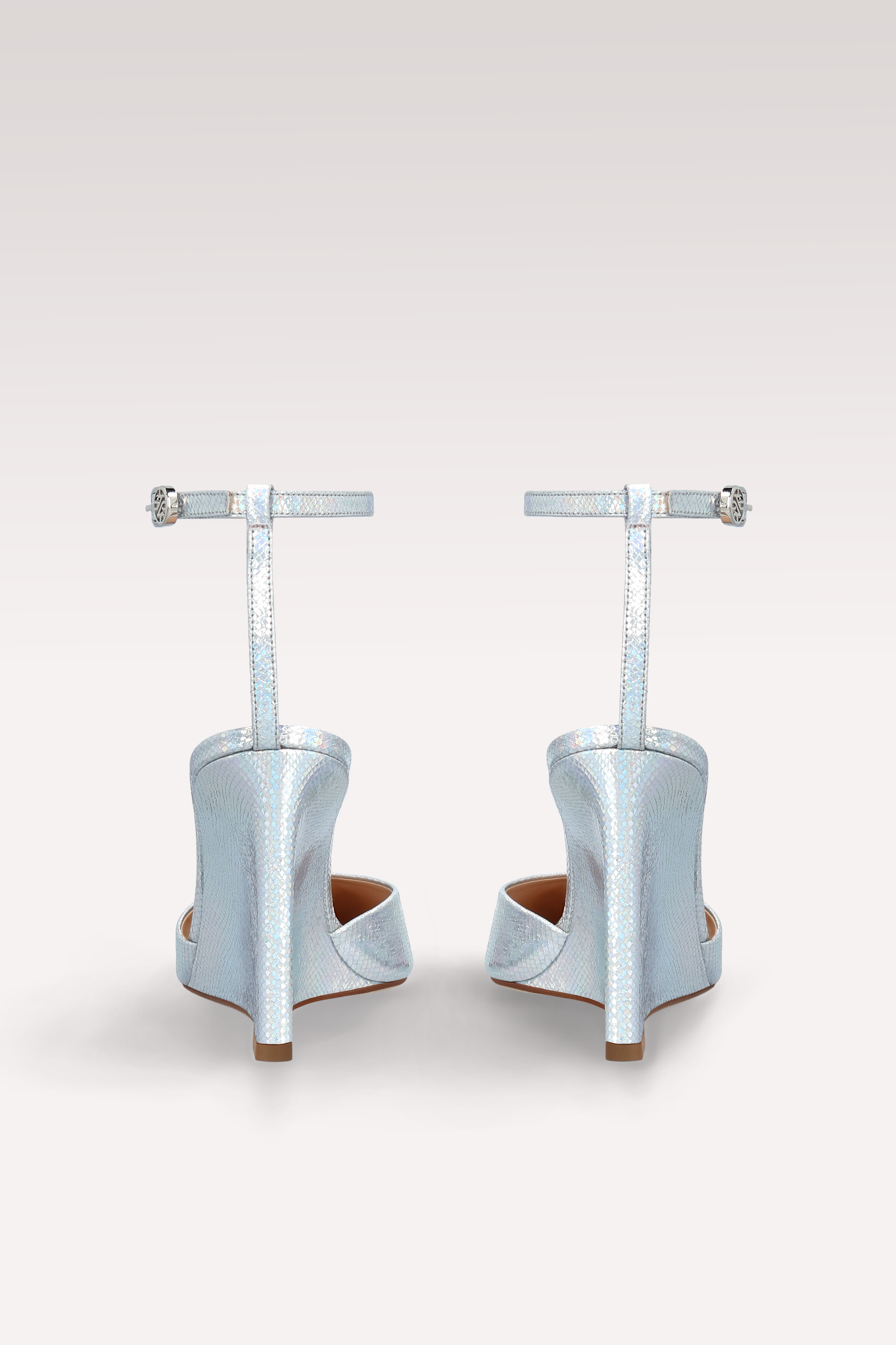 MONA SILVER EMBOSSED LEATHER SANDALS