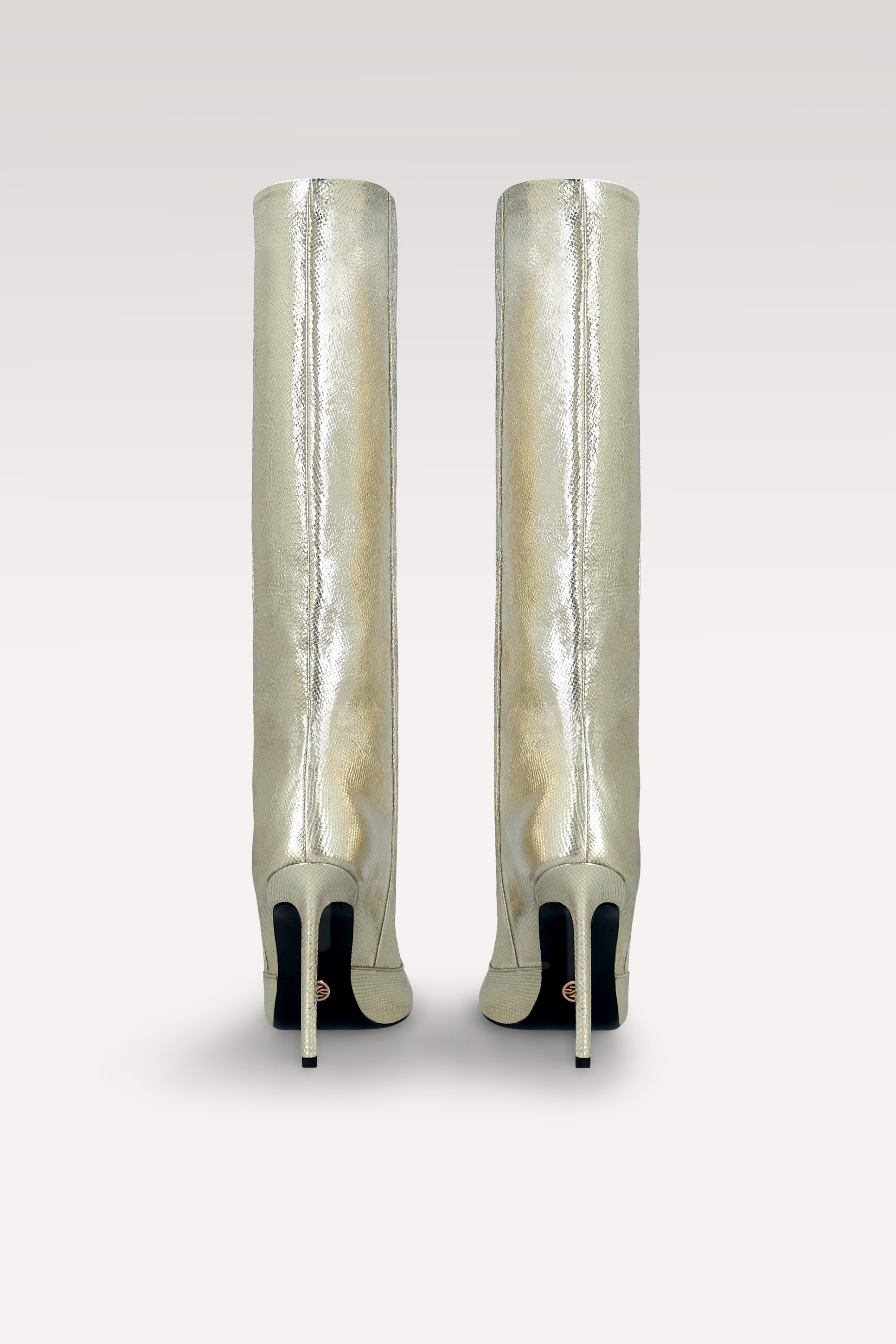 GINEVRA 04 LIGH GOLD CRASH VIPER MIRROR EMBOSSED LEATHER BOOTS