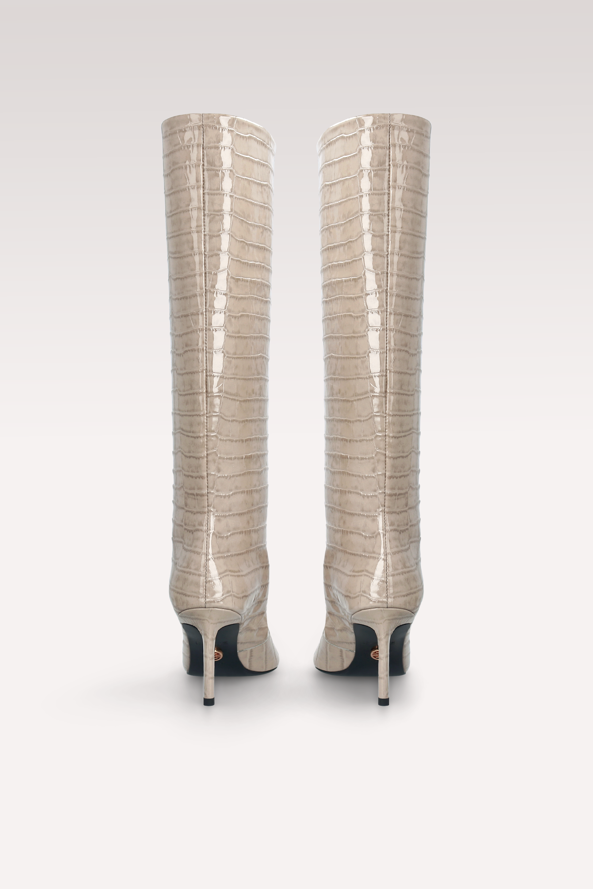 MIA 02 BEIGE PATENT CROCO EMBOSSED LEATHER BOOTS