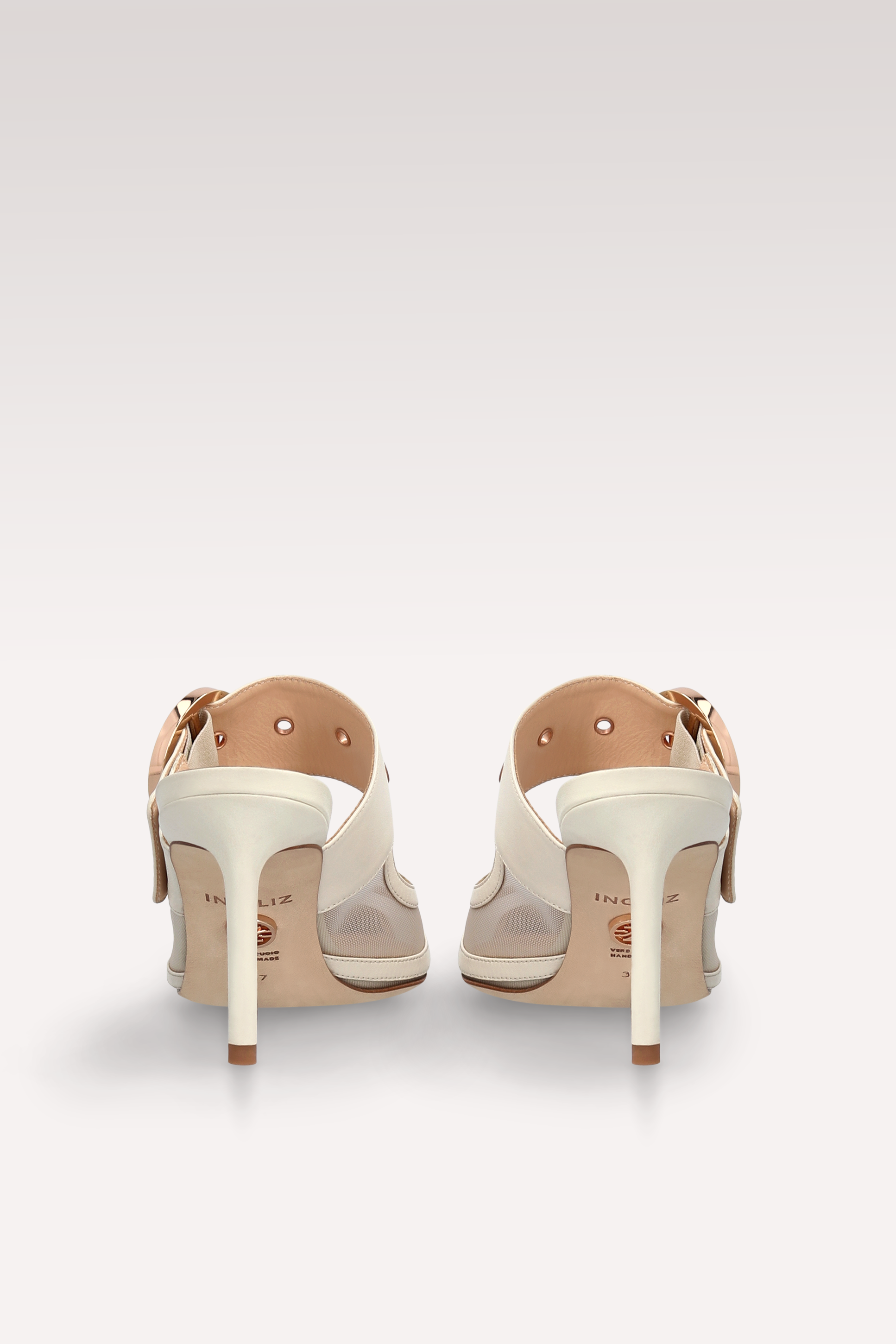 SELENA BEIGE LEATHER AND MESH MULES