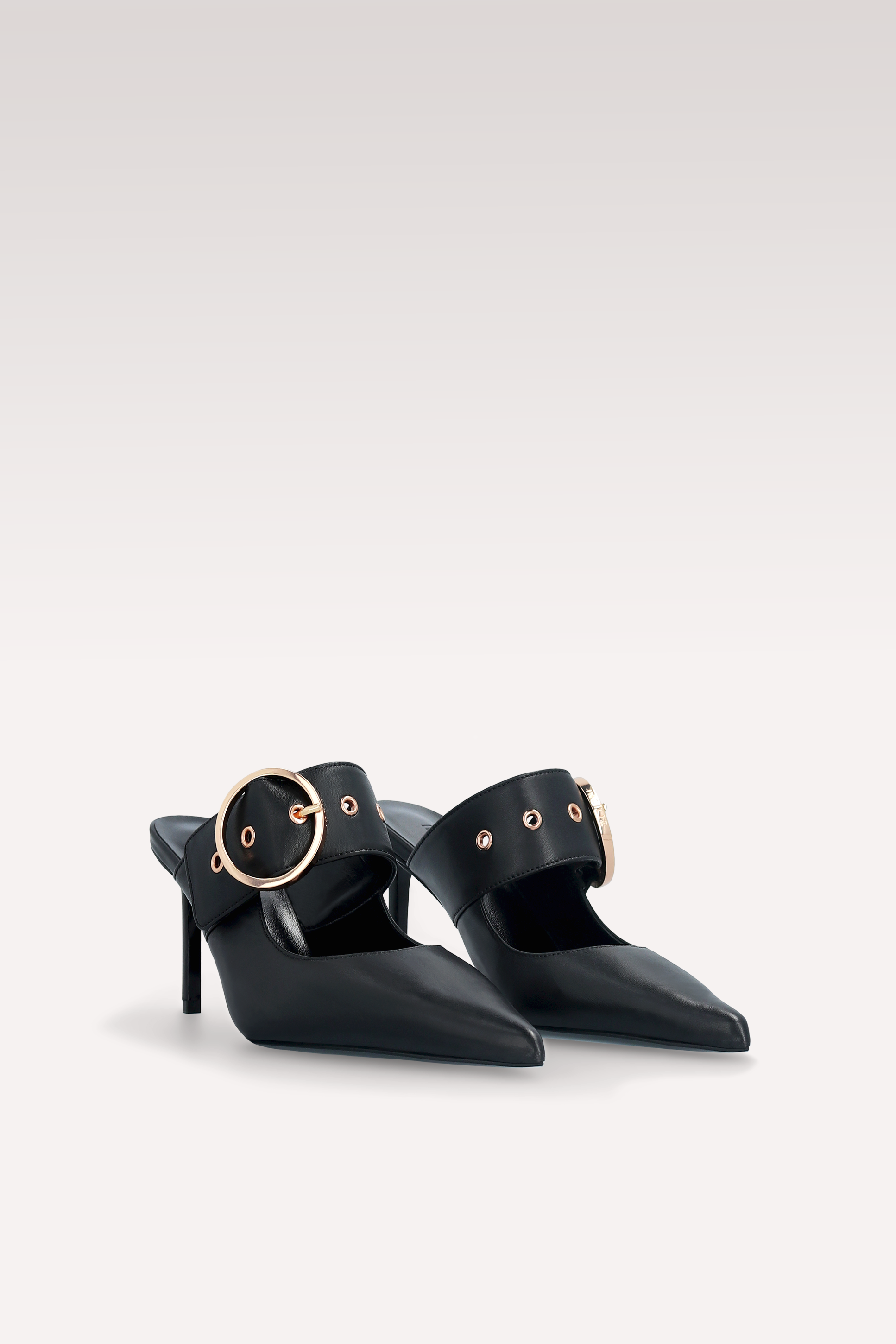SUZANA BLACK LEATHER MULES