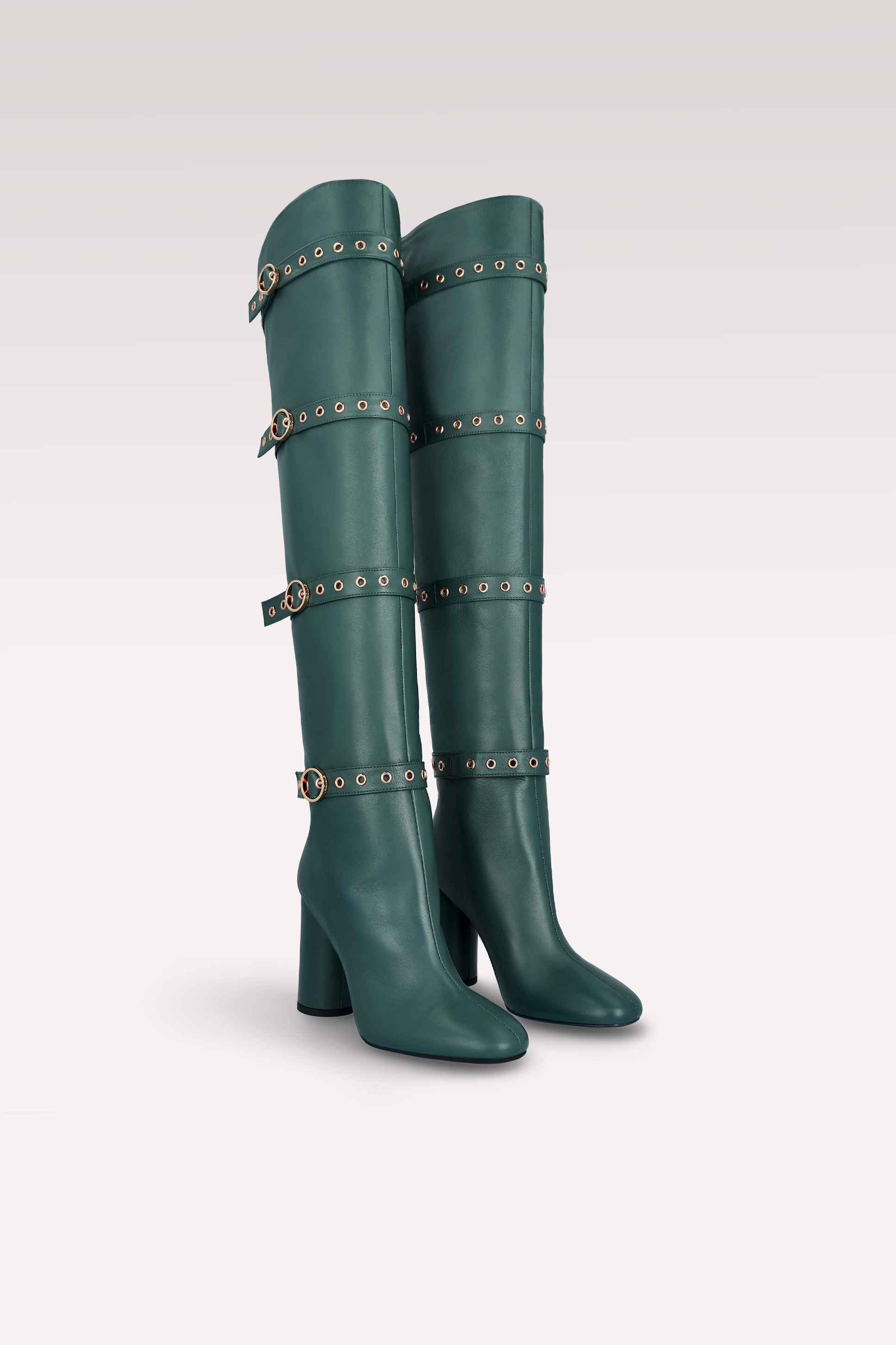 DAFNE 04 PINE COLOR SMOOTH LEATHER OVER THE KNEE BOOTS