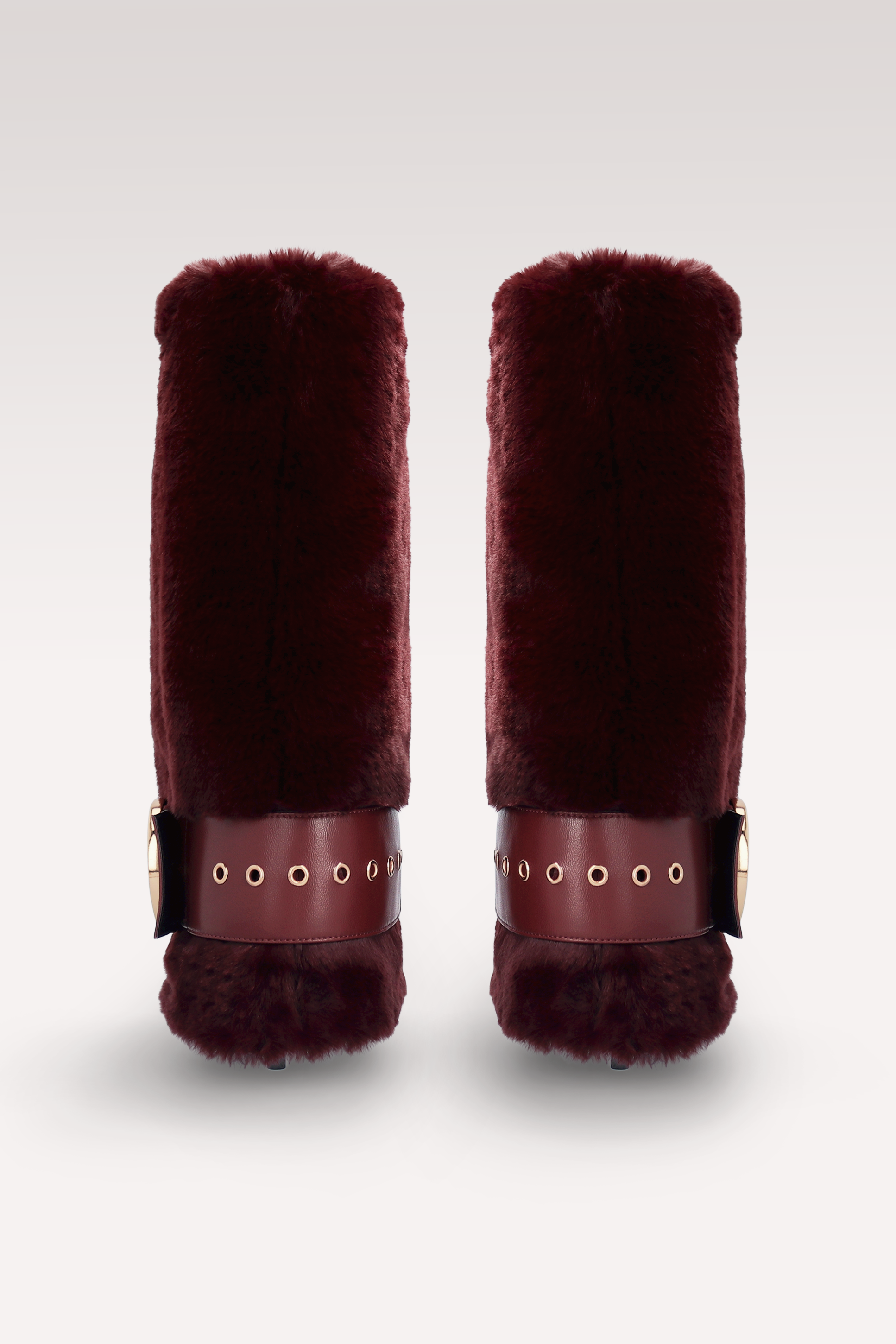 ADELE 03 BURGUNDY FUR AND BURGUNDY SMOOTH LEATHER SANDALS