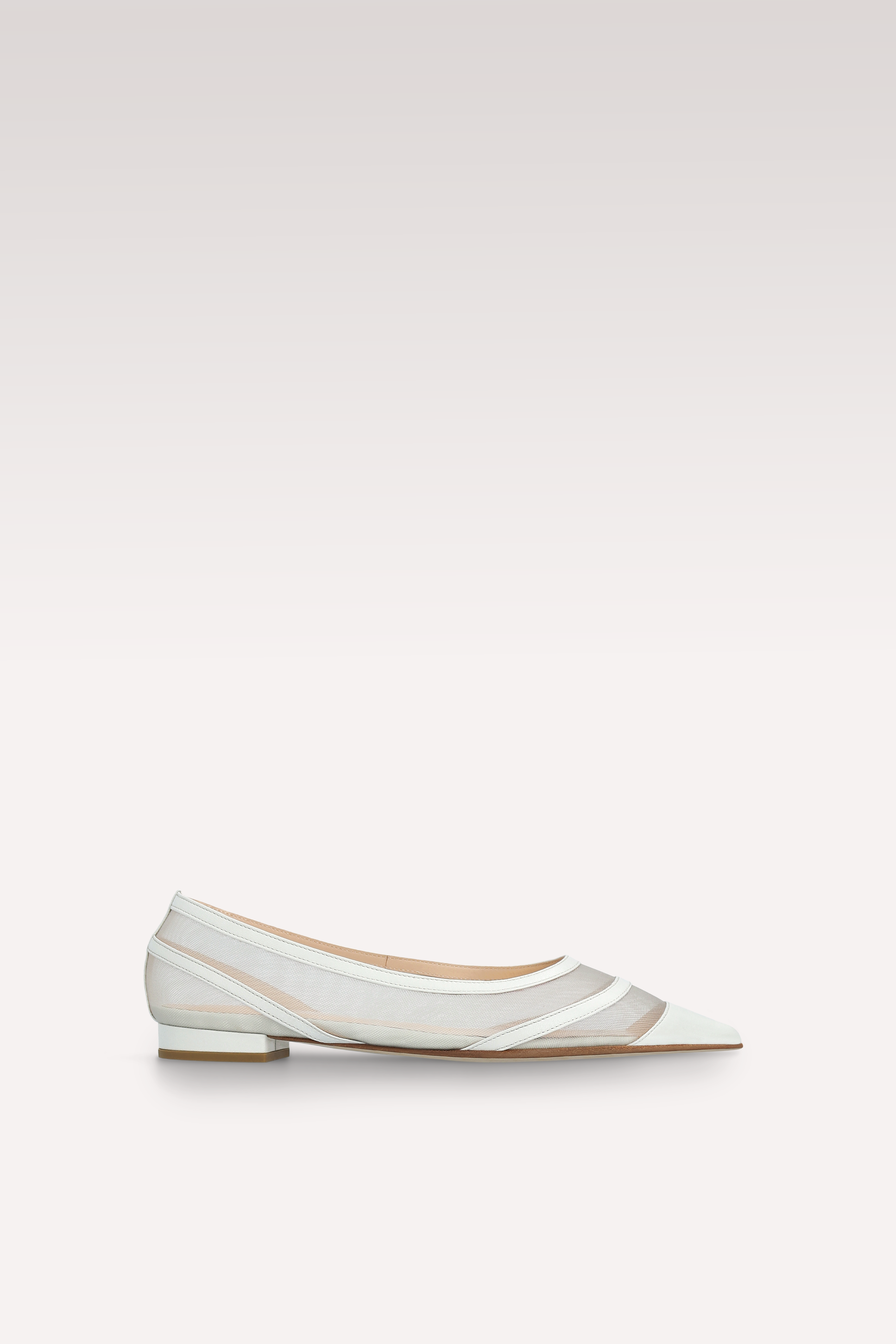 MAYA WHITE LEATHER AND MESH BALLERINAS