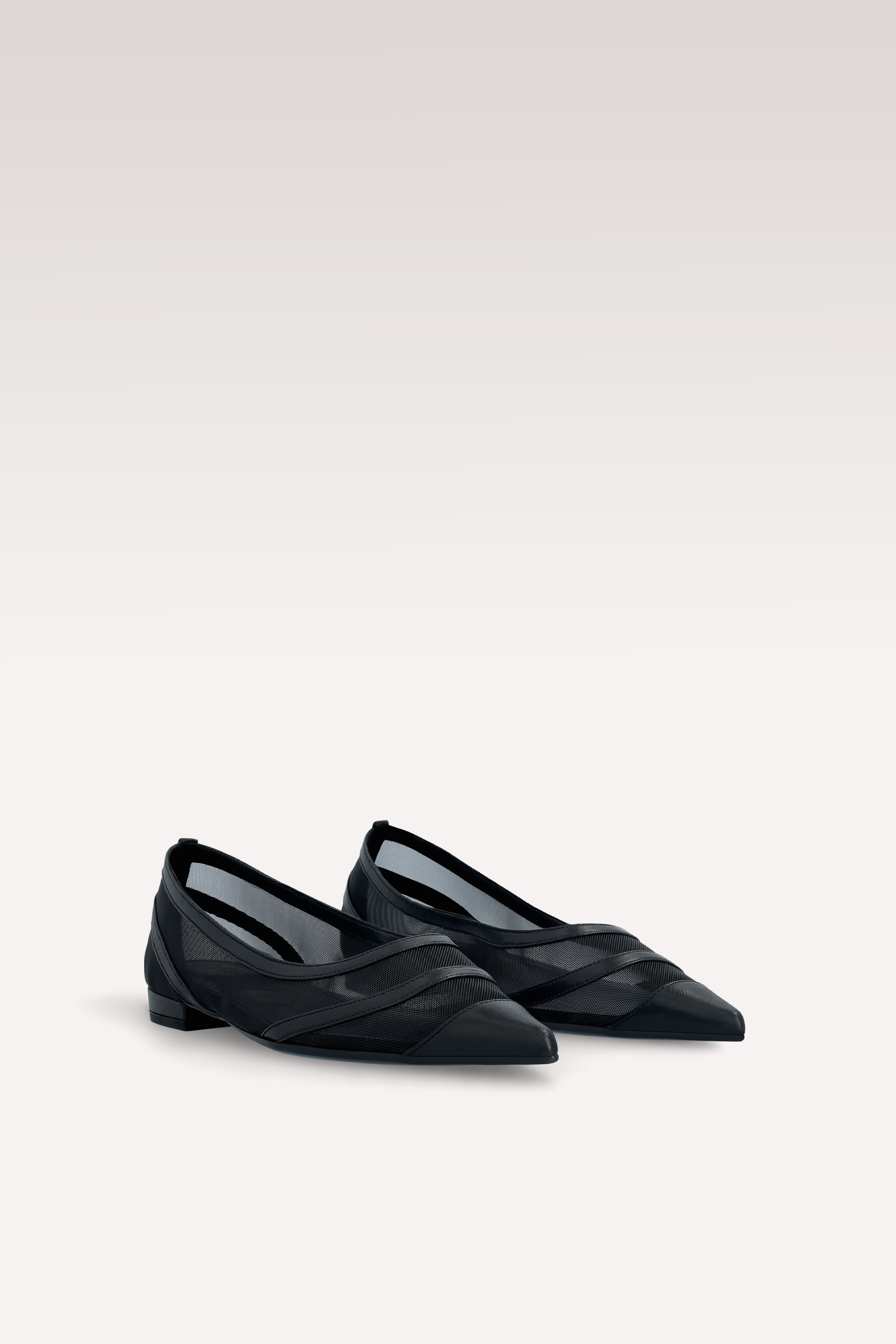 MAYA BLACK LEATHER AND MESH BALLERINAS