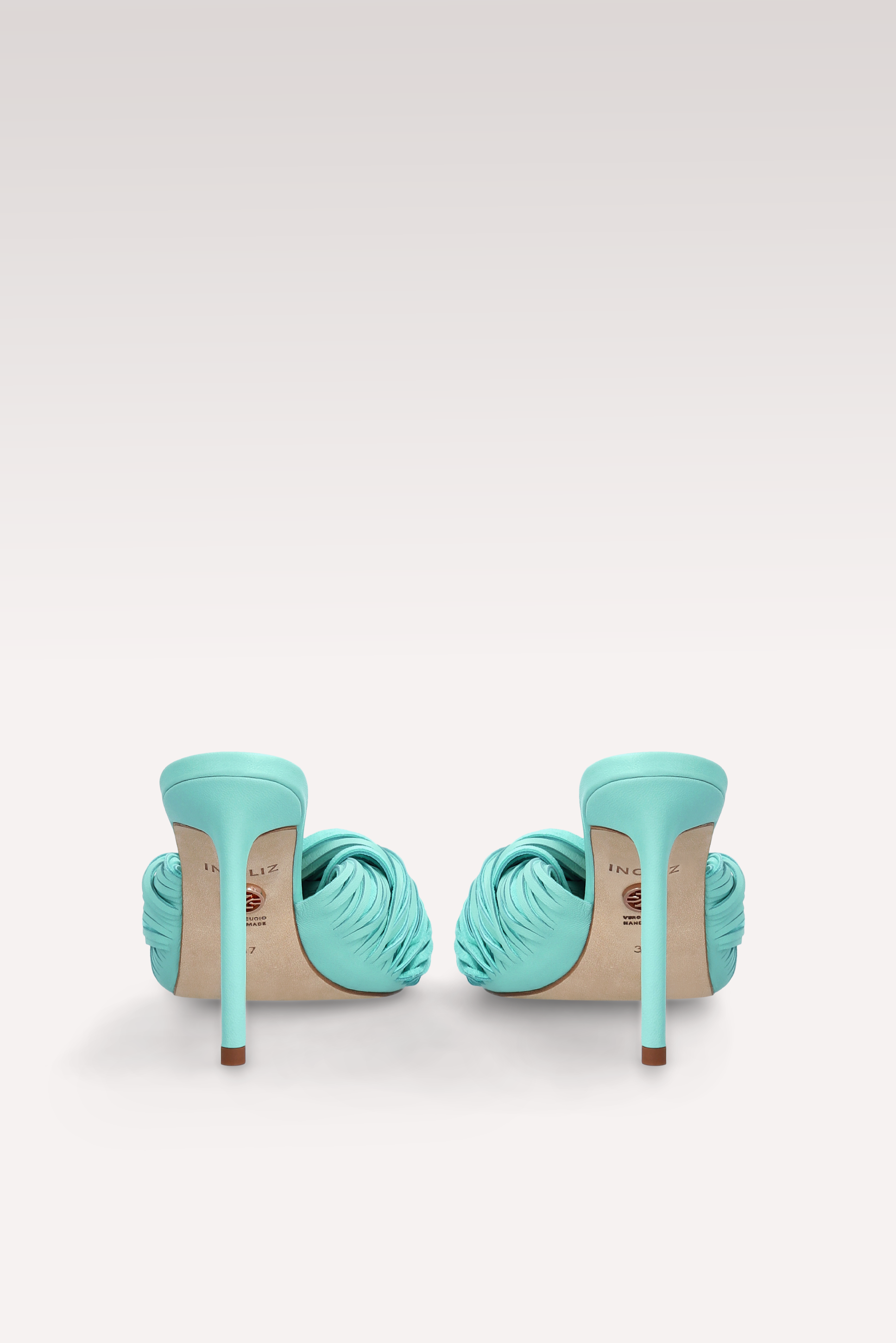 PENELOPE ICE GREEN LEATHER AND SUEDE MULES