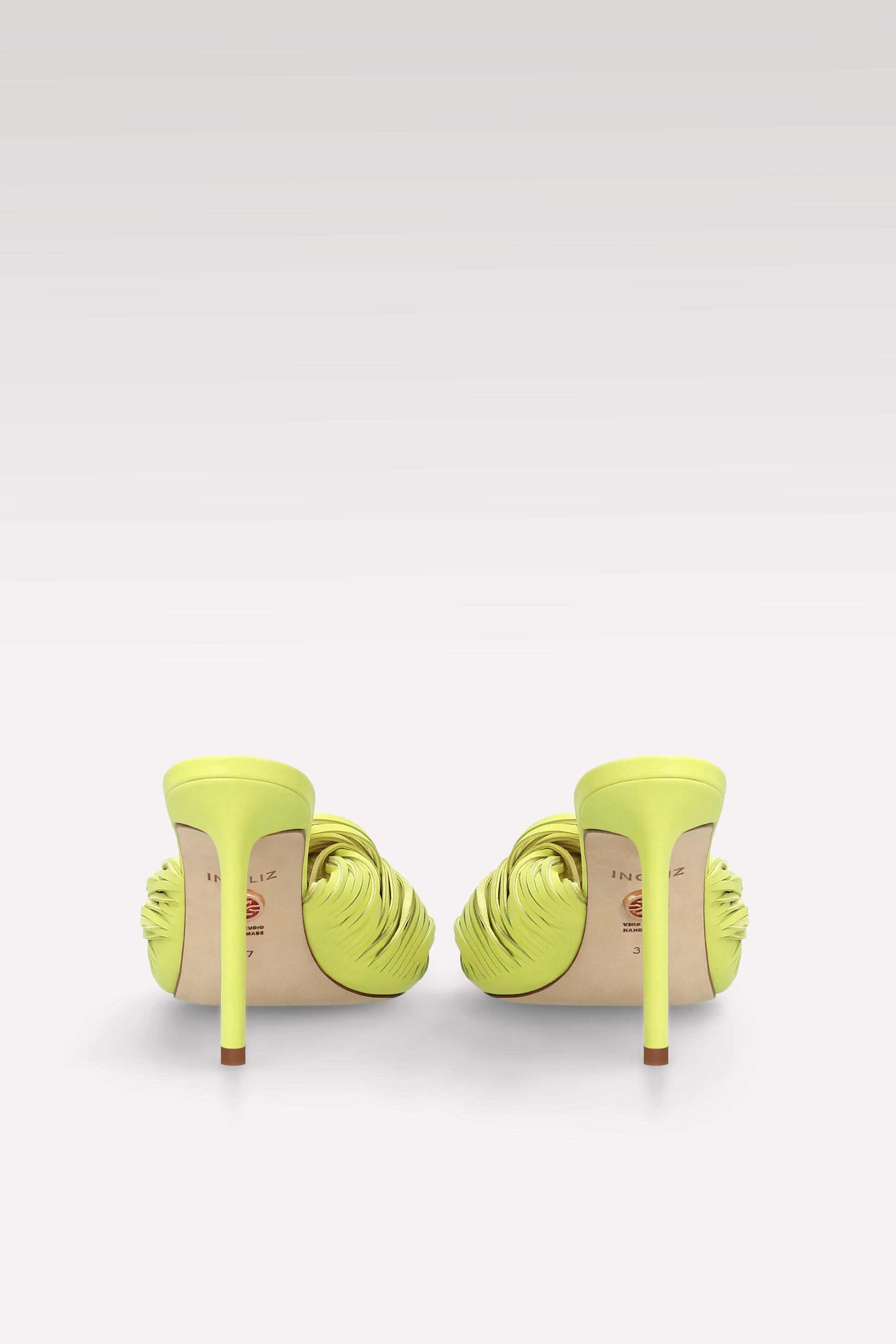 PENELOPE KIWI YELLOW LEATHER AND SUEDE MULES