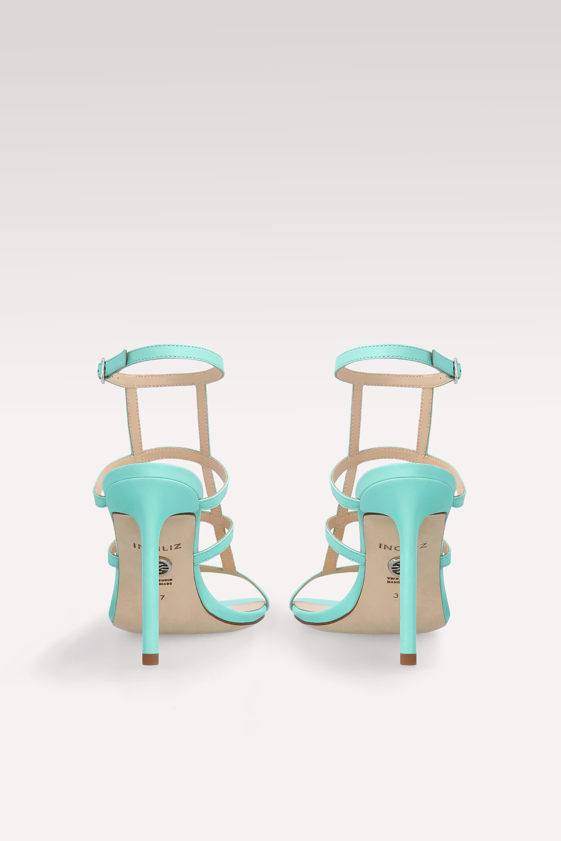 PAULA ICE GREEN LEATHER SANDALS