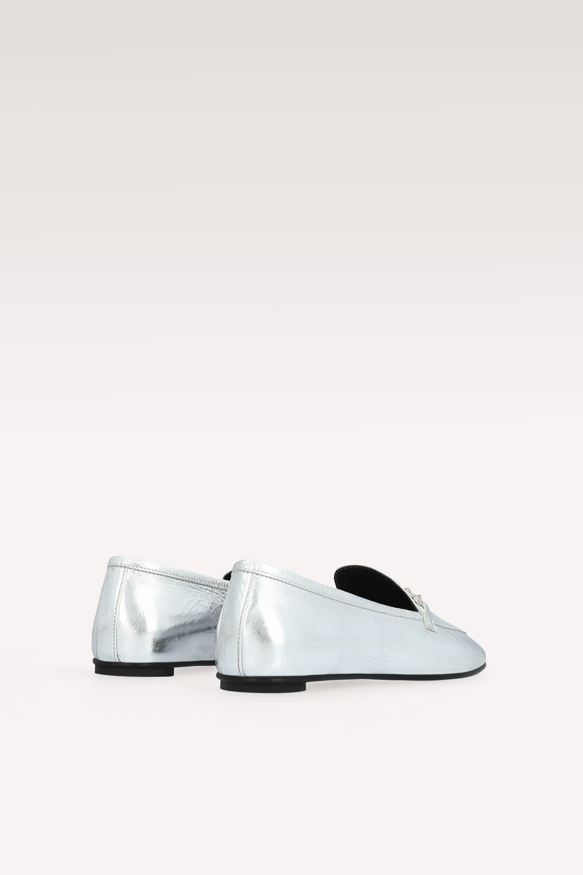 PAMELA SILVER METALLIC WRINKLED LEATHER LOAFERS