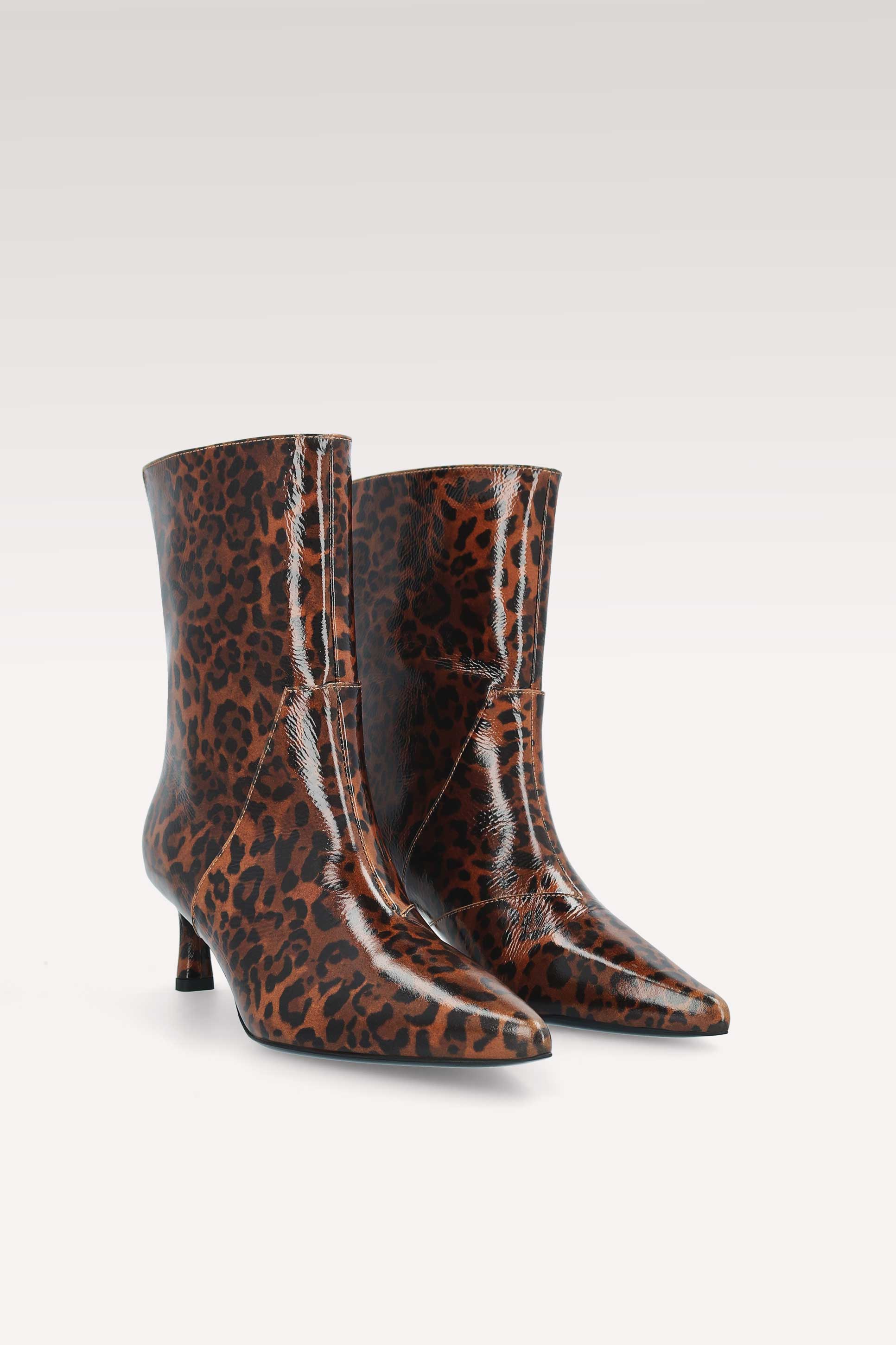 ODETTE BROWN LEOPARD PRINT LEATHER ANKLE BOOTS, DAISY SHOULDER BAG AND KENNIE BELT